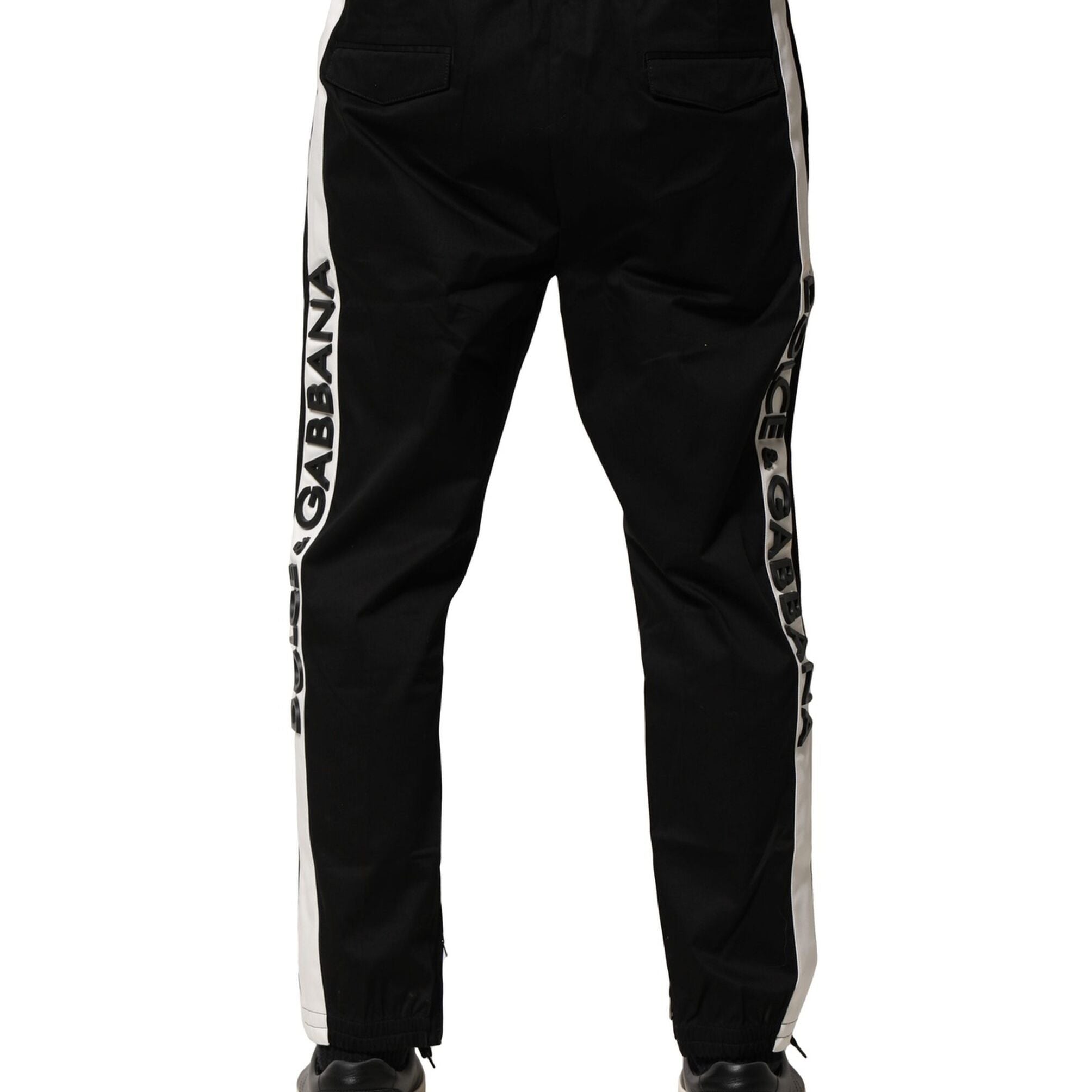 Dolce & Gabbana Black Cotton Mid Waist Jogger Pants
