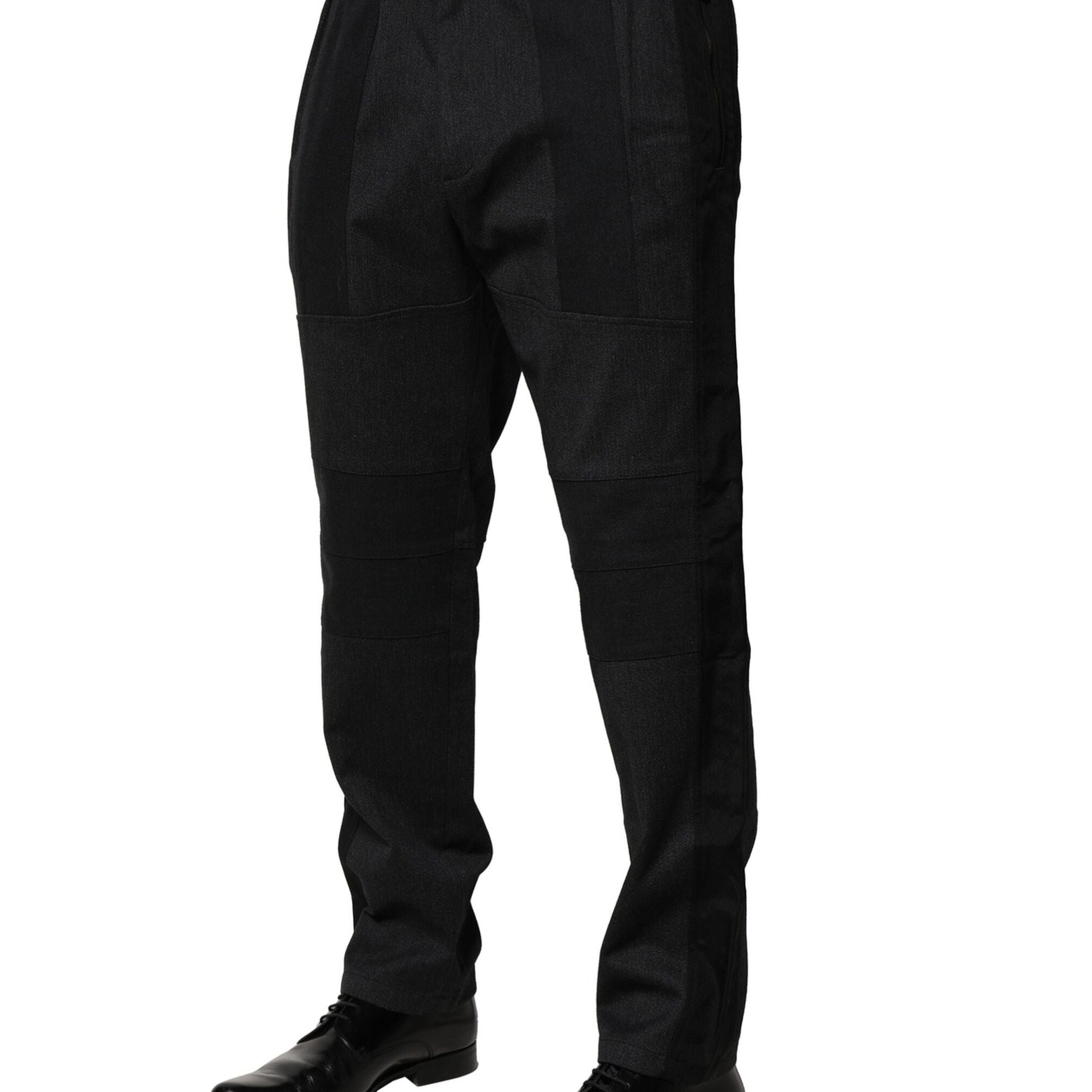 Dolce & Gabbana Black Cotton Dress Slim Formal Pants