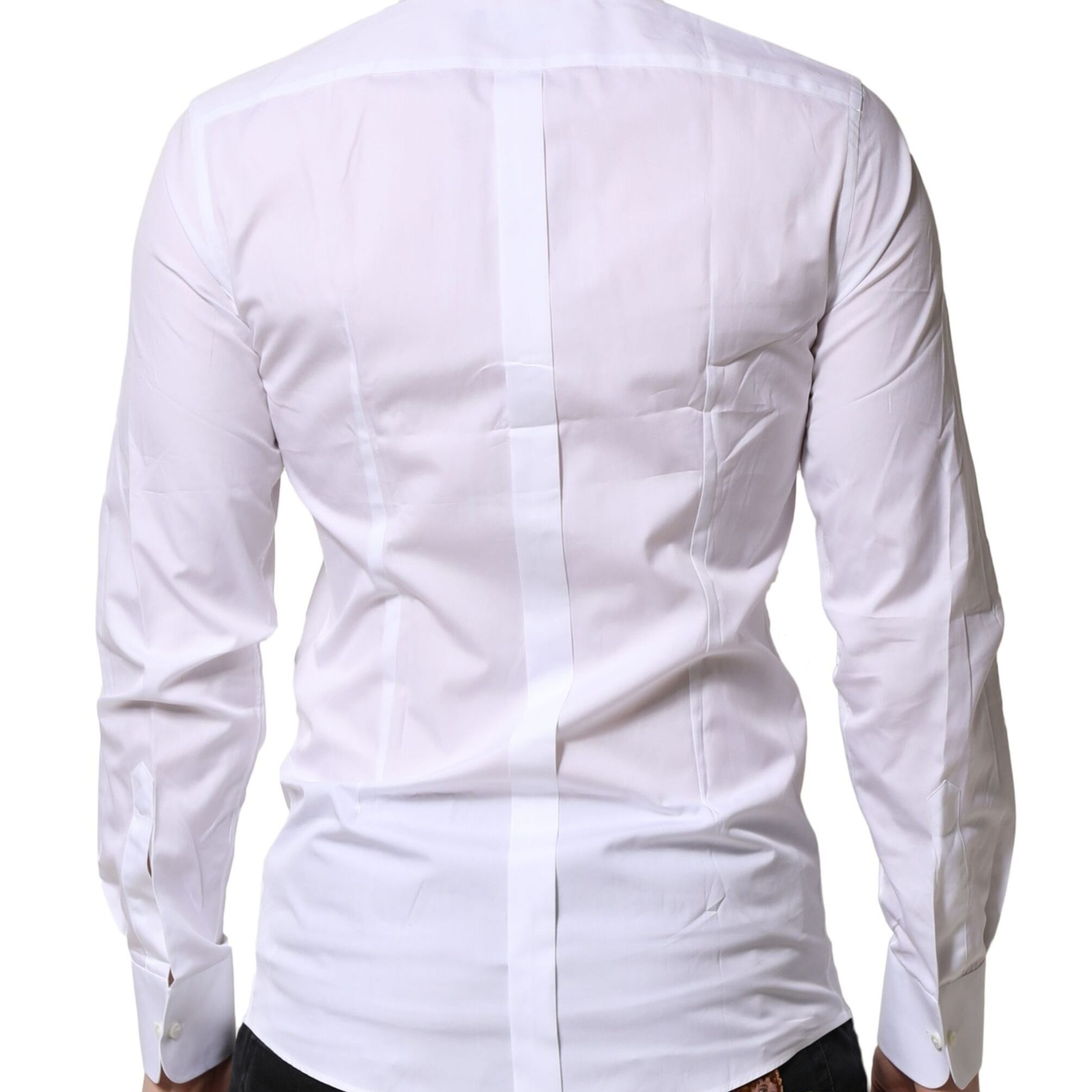 Dolce & Gabbana White GOLD Crown Cotton Dress Formal Shirt