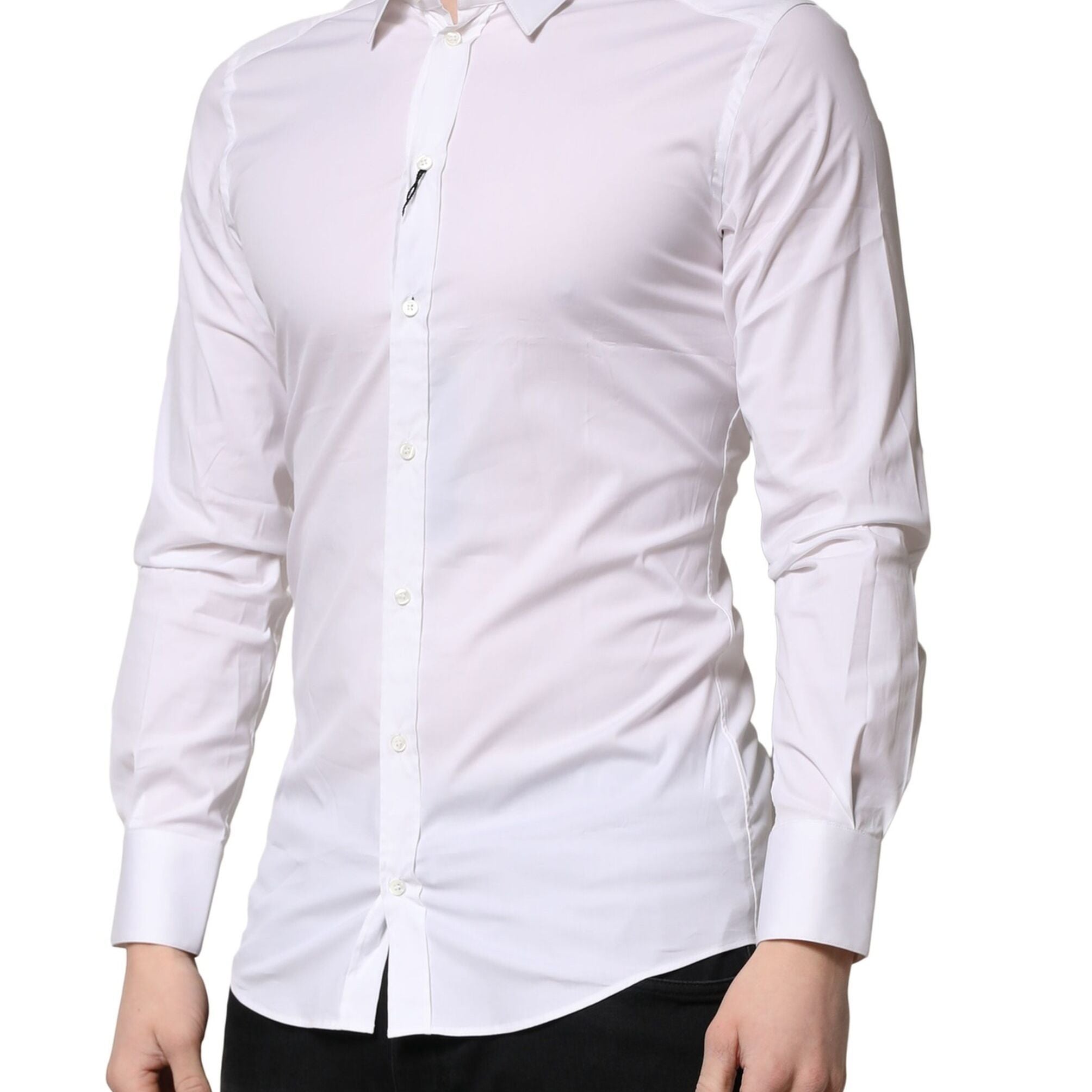 Dolce & Gabbana White GOLD Cotton Men Dress Formal Shirt