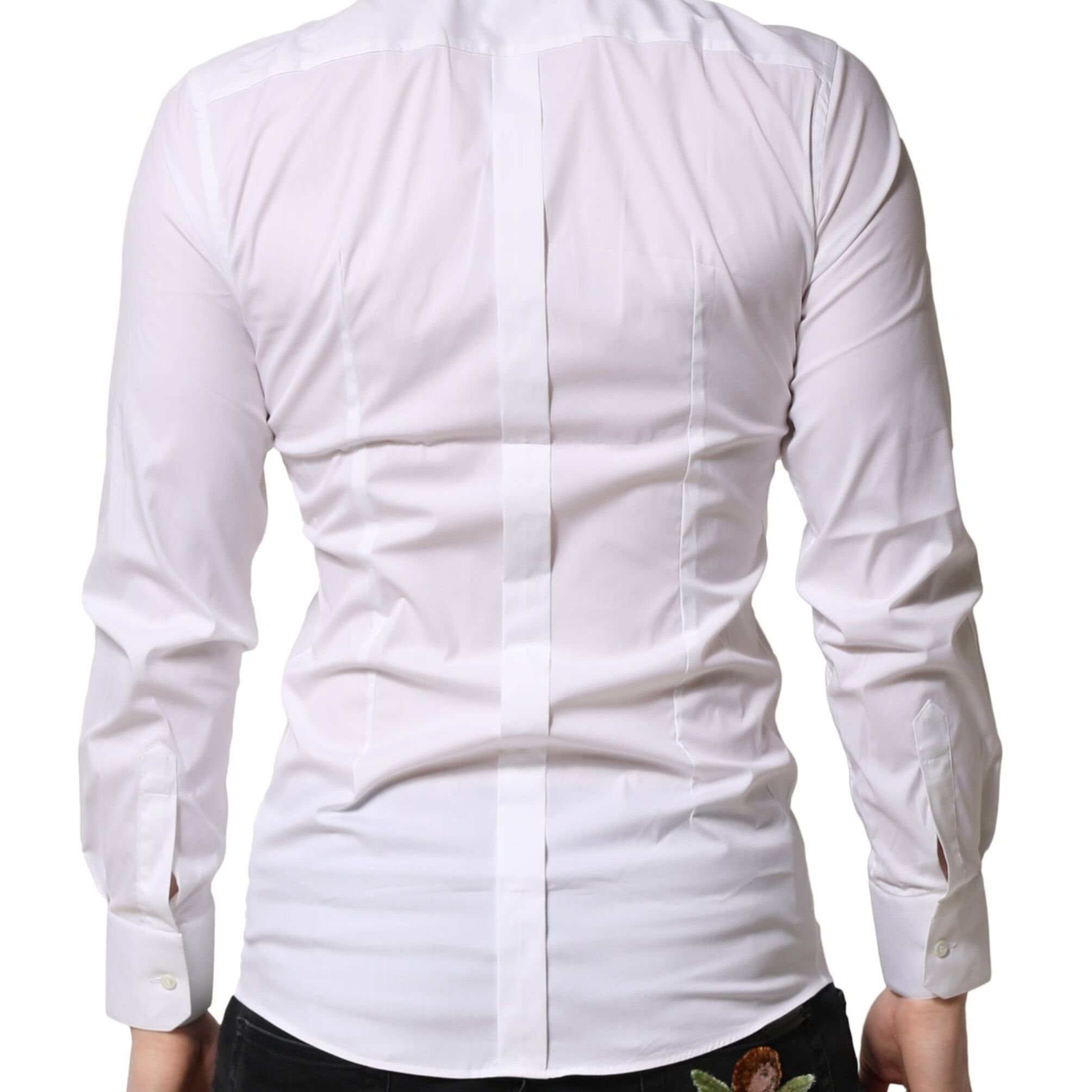 Dolce & Gabbana White GOLD Cotton Men Dress Formal Shirt