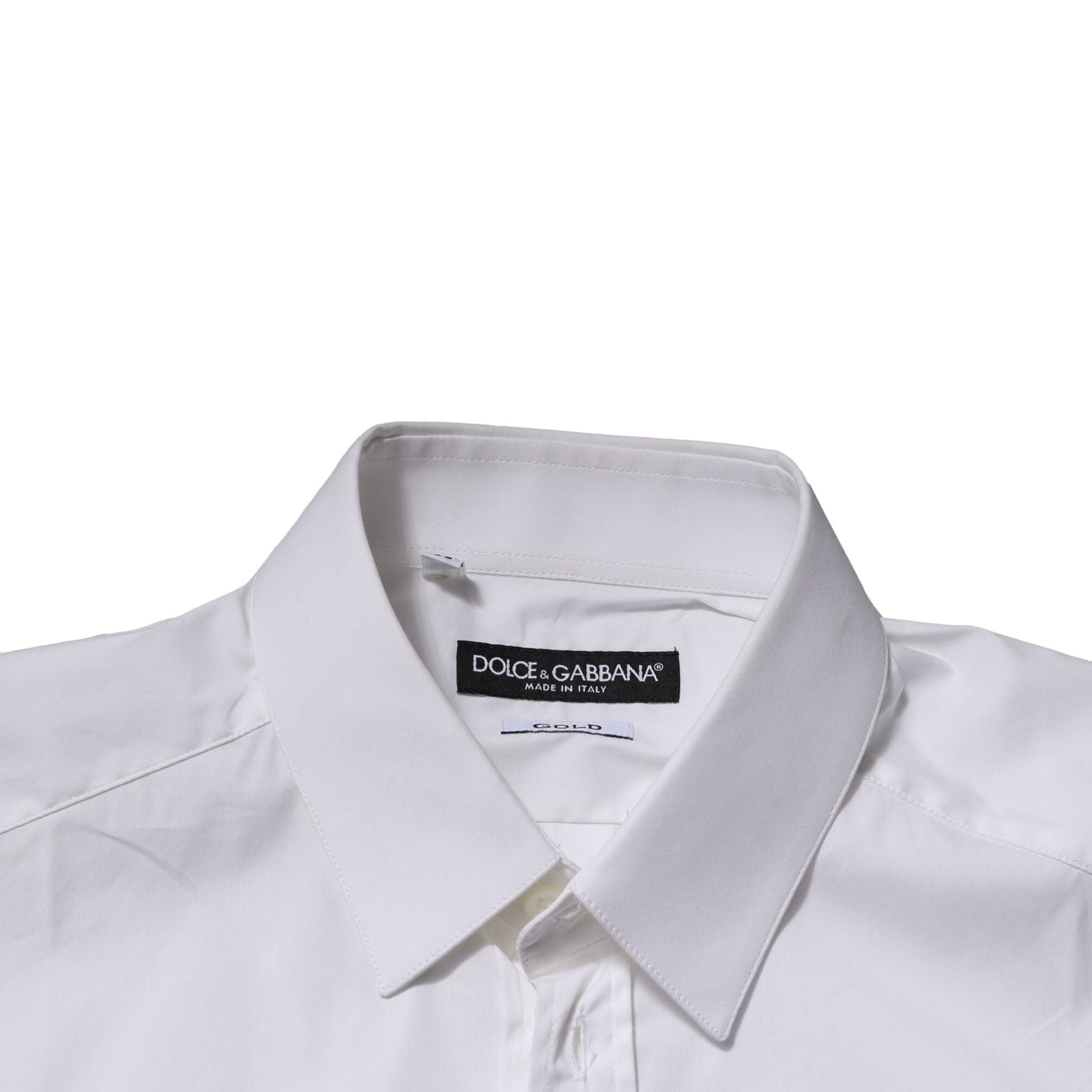 Dolce & Gabbana White GOLD Cotton Men Dress Formal Shirt