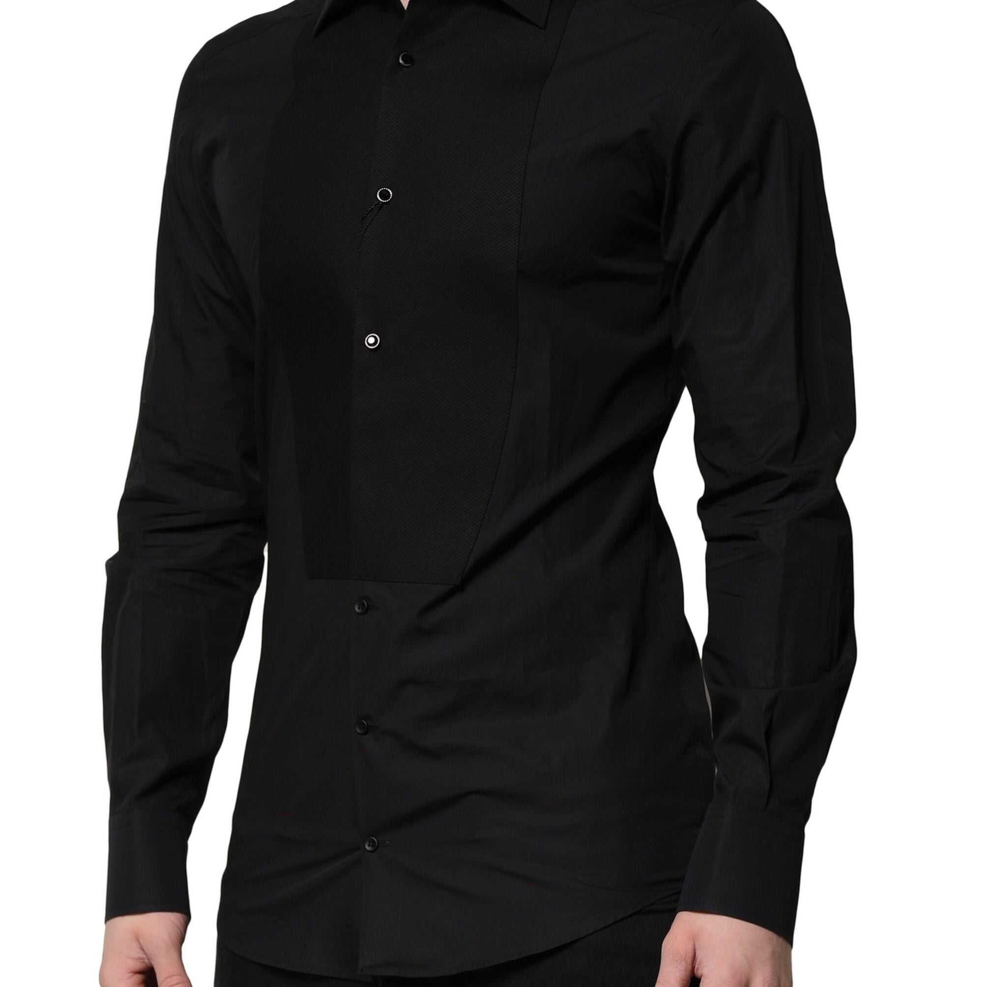 Dolce & Gabbana Black GOLD Long Sleeves Dress Formal Shirt