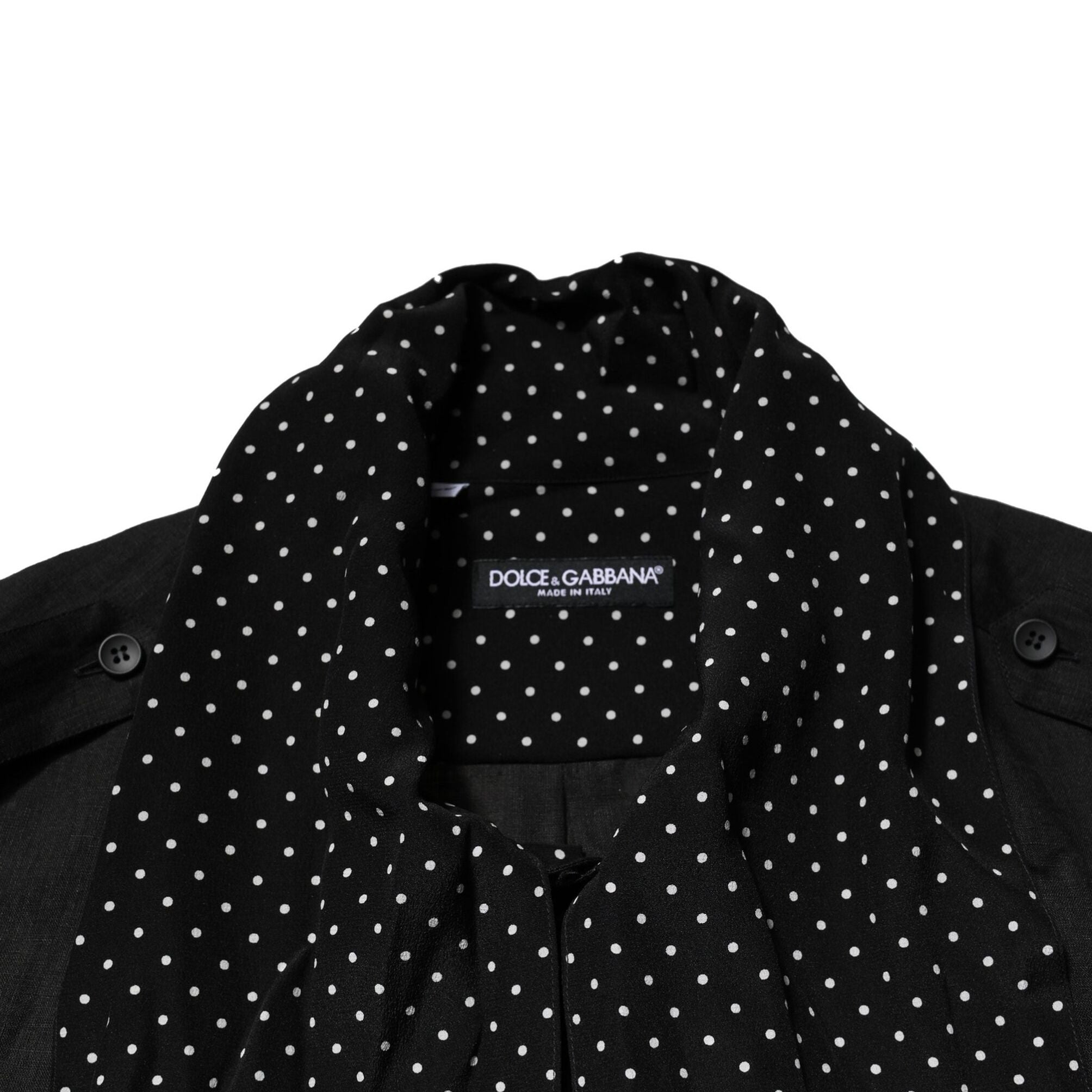 Dolce & Gabbana Black Polka Dot Collar Tie Neck Casual Shirt