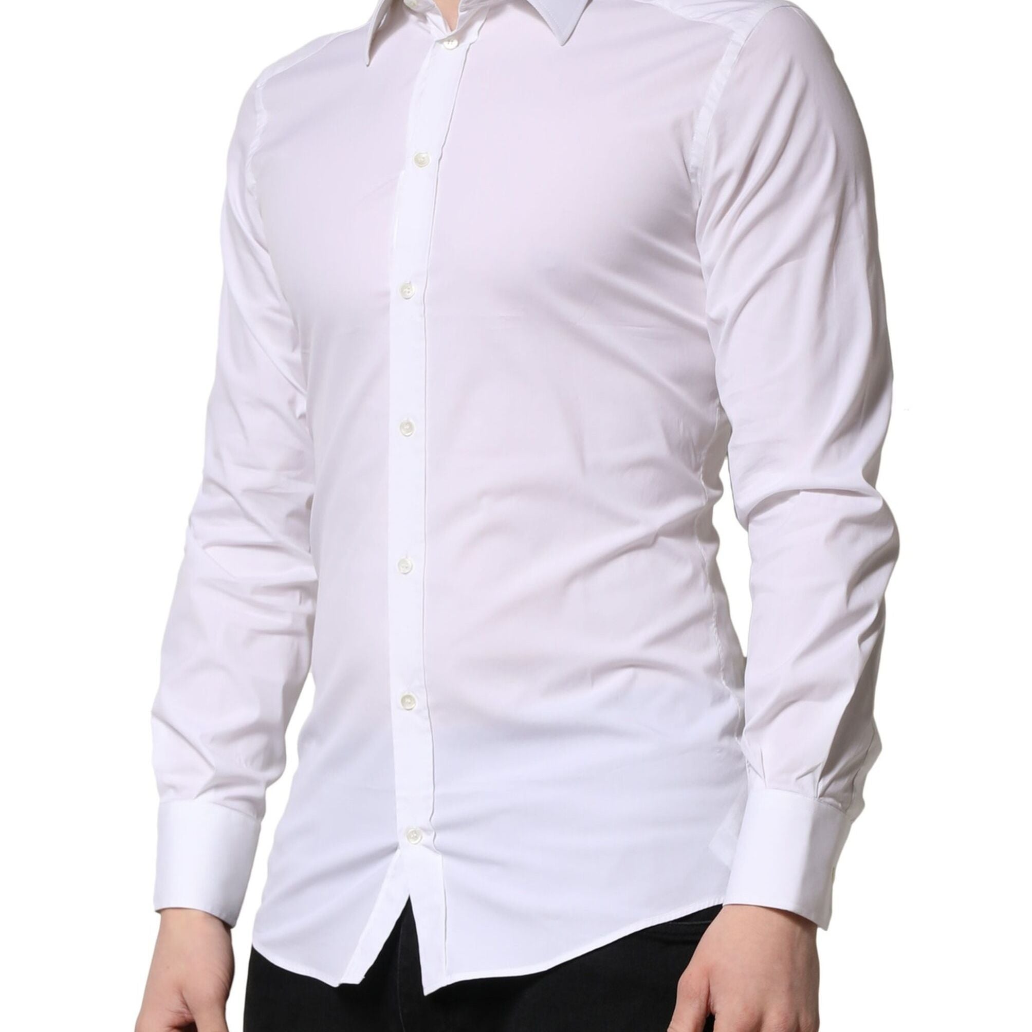 Dolce & Gabbana White GOLD Long Sleeves Men Dress Formal Shirt