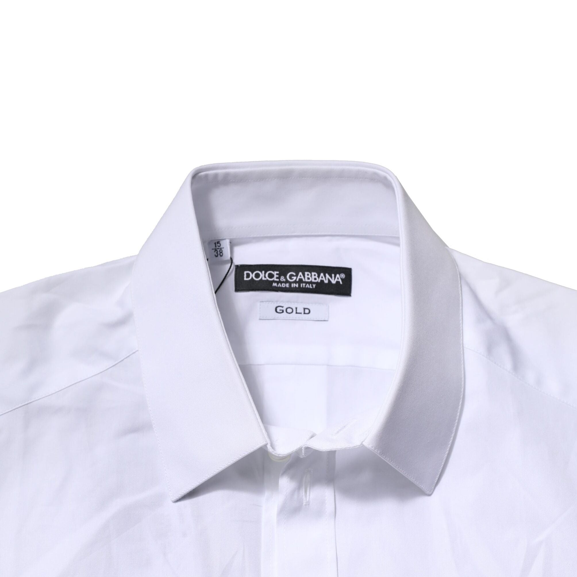Dolce & Gabbana White Cotton Short Sleeves GOLD Casual Shirt