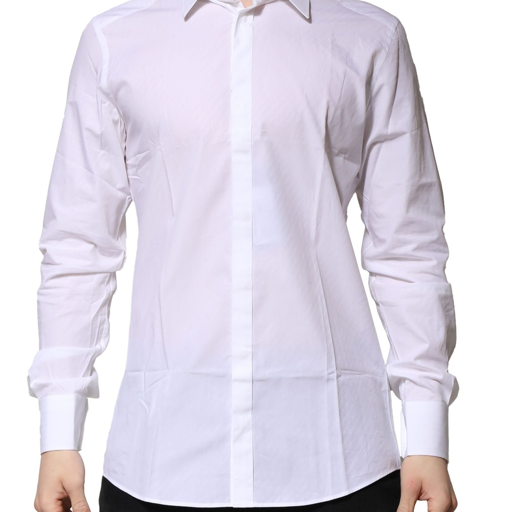 Dolce & Gabbana White GOLD Long Sleeves Men Dress Formal Shirt