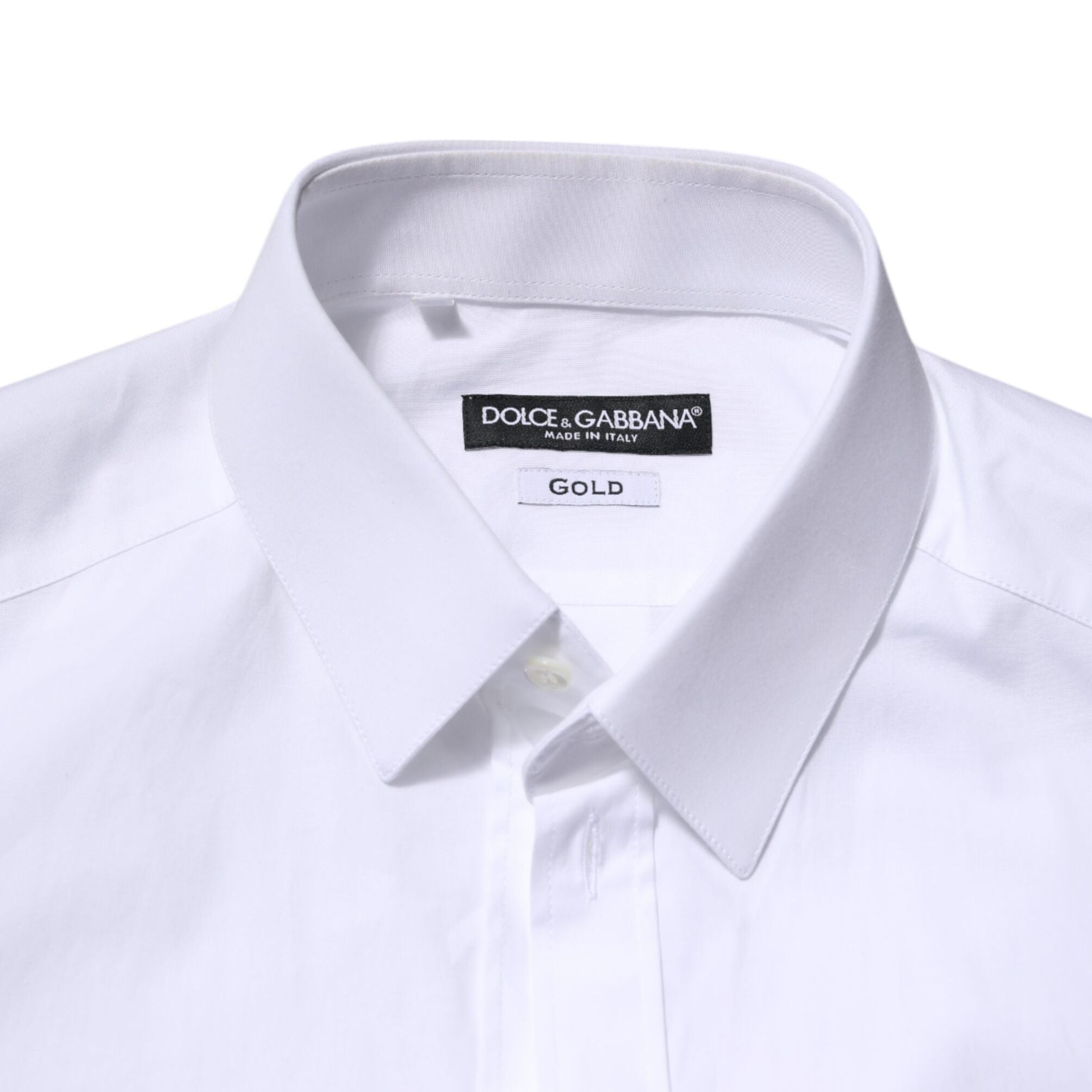 Dolce & Gabbana White Cotton GOLD Long Sleeves Formal Shirt
