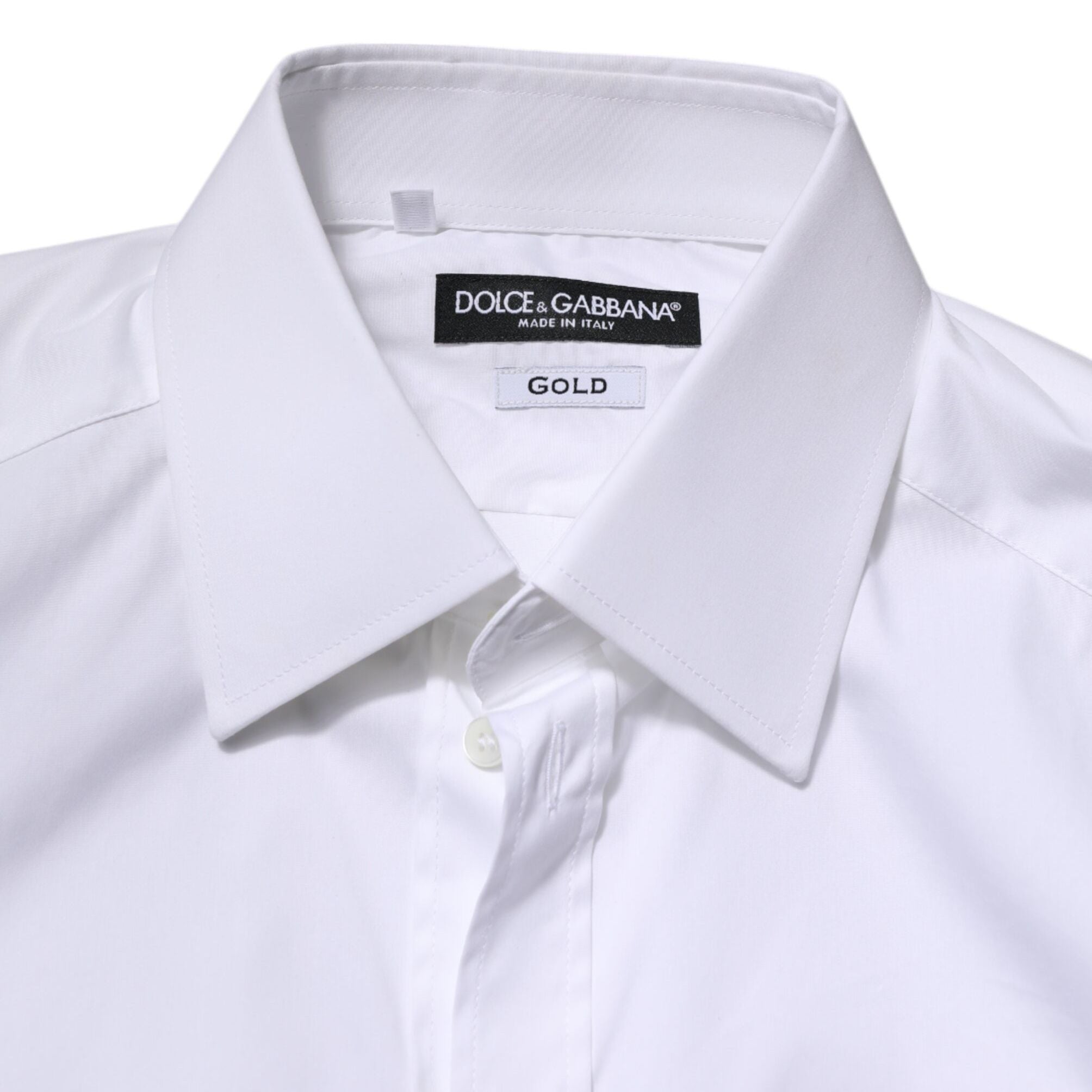 Dolce & Gabbana White Cotton GOLD Long Sleeves Formal Shirt