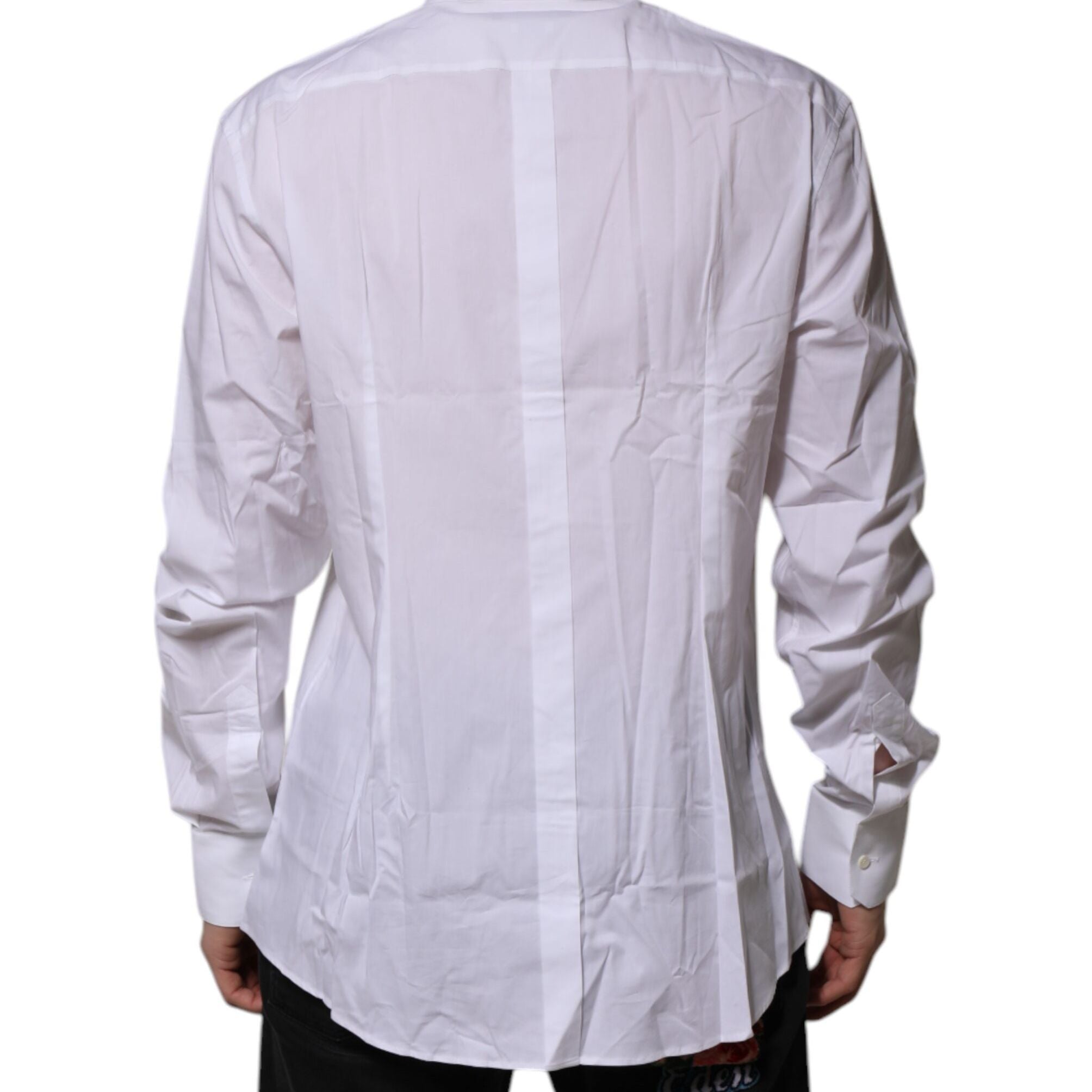 Dolce & Gabbana White Cotton GOLD Long Sleeves Formal Shirt