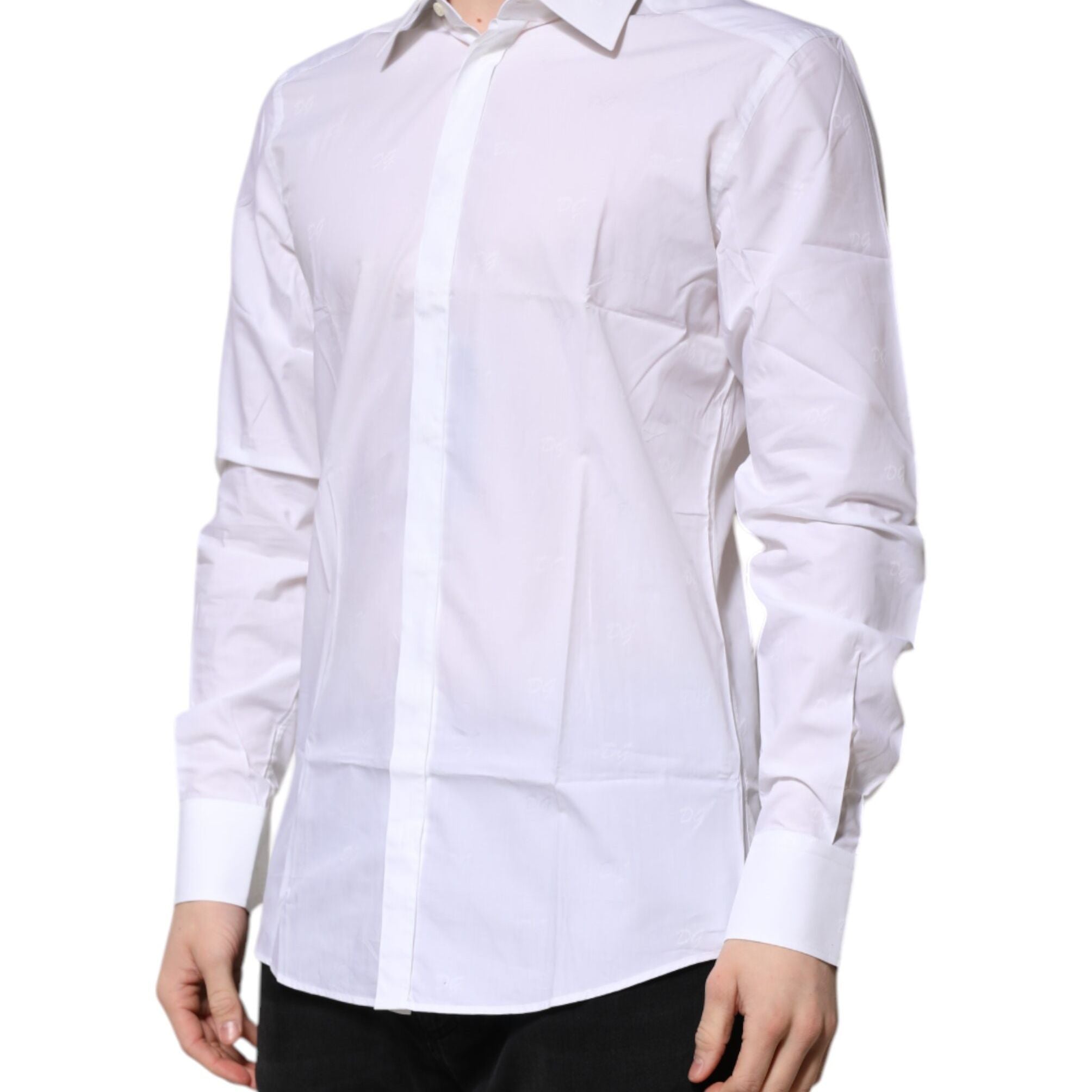 Dolce & Gabbana White Cotton GOLD Long Sleeves Formal Shirt