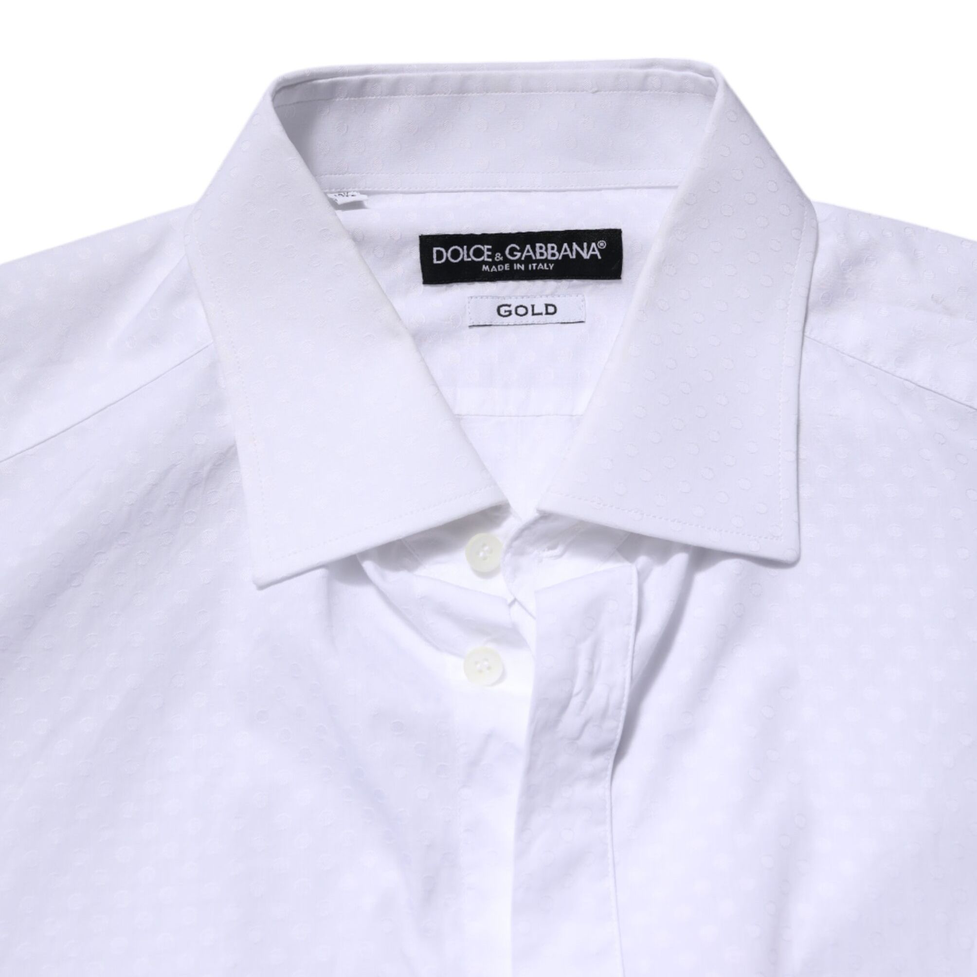 Dolce & Gabbana White GOLD Cotton Long Sleeves Formal Shirt