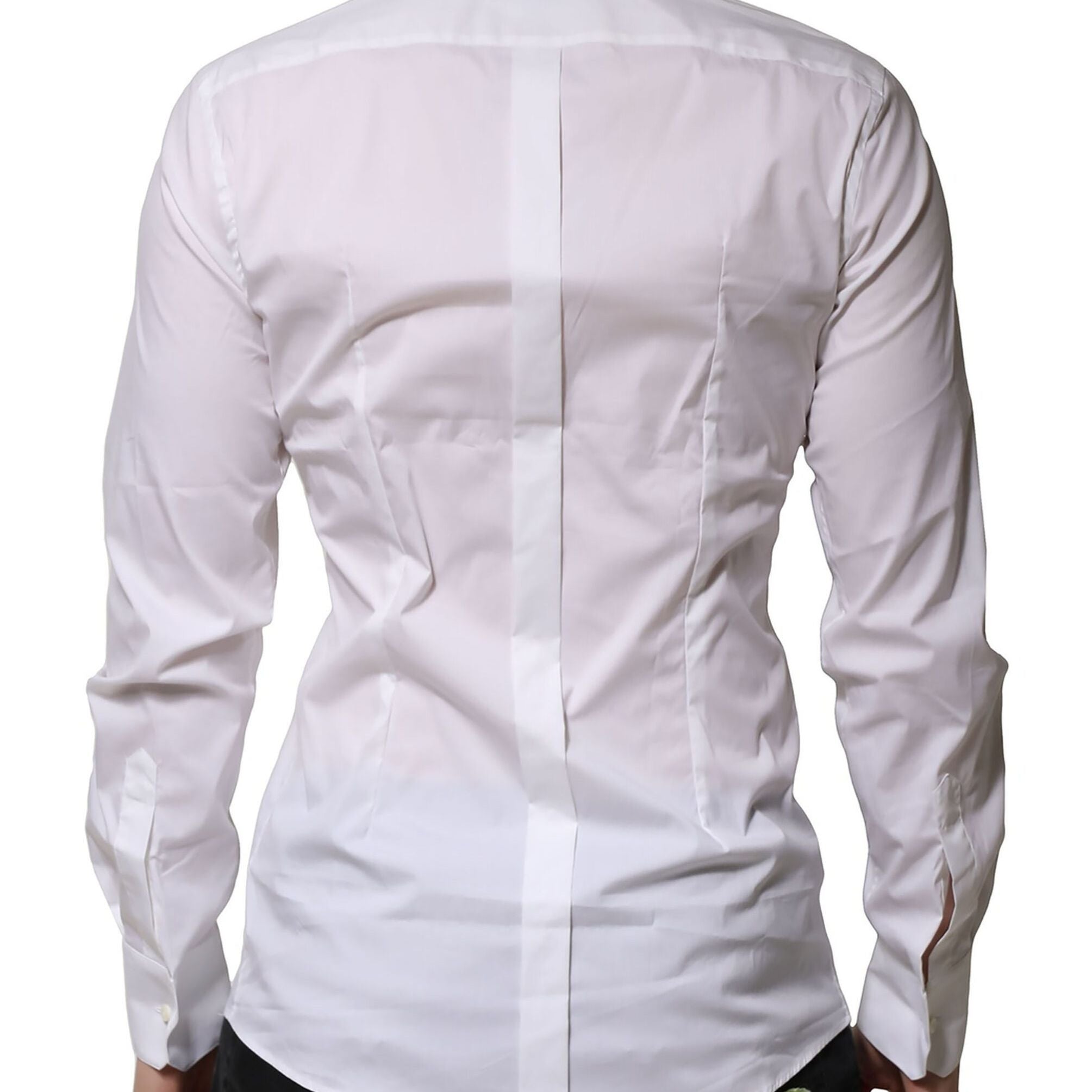 Dolce & Gabbana White Cotton Long Sleeves GOLD Formal Shirt