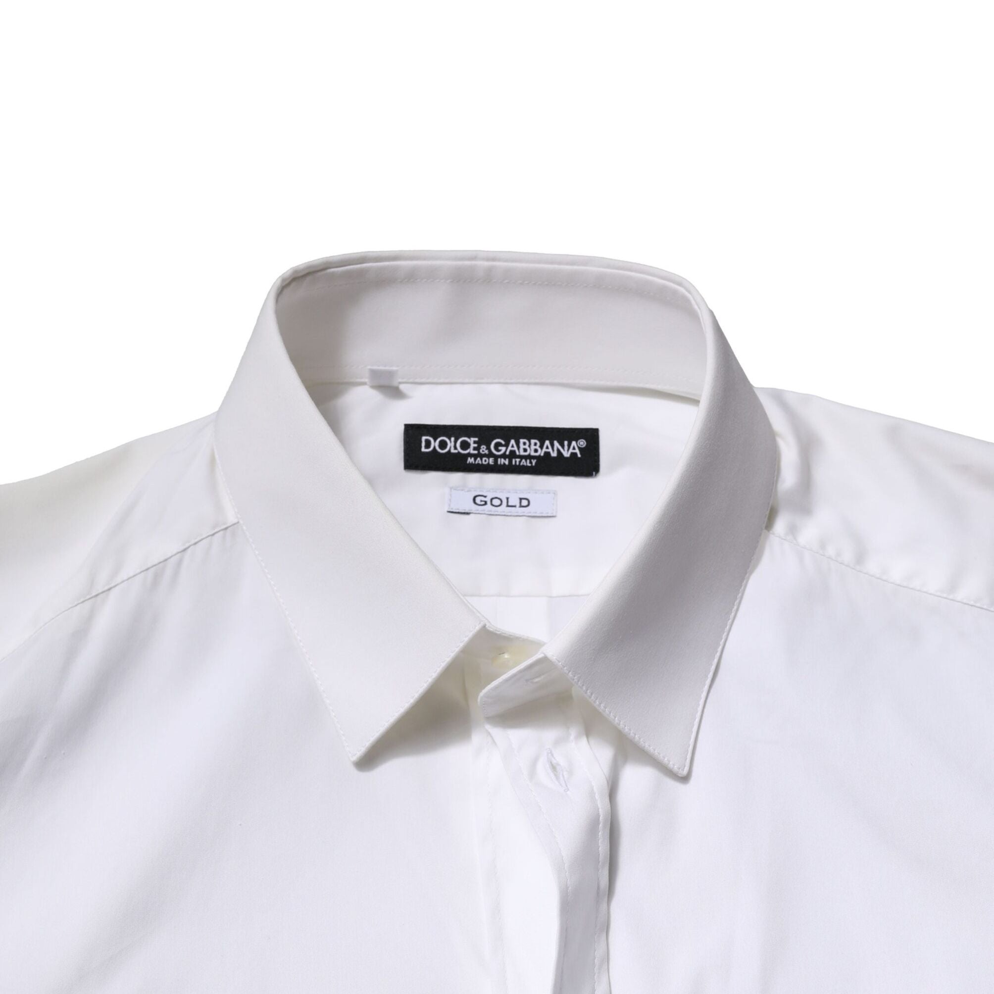 Dolce & Gabbana White Cotton Long Sleeves GOLD Formal Shirt