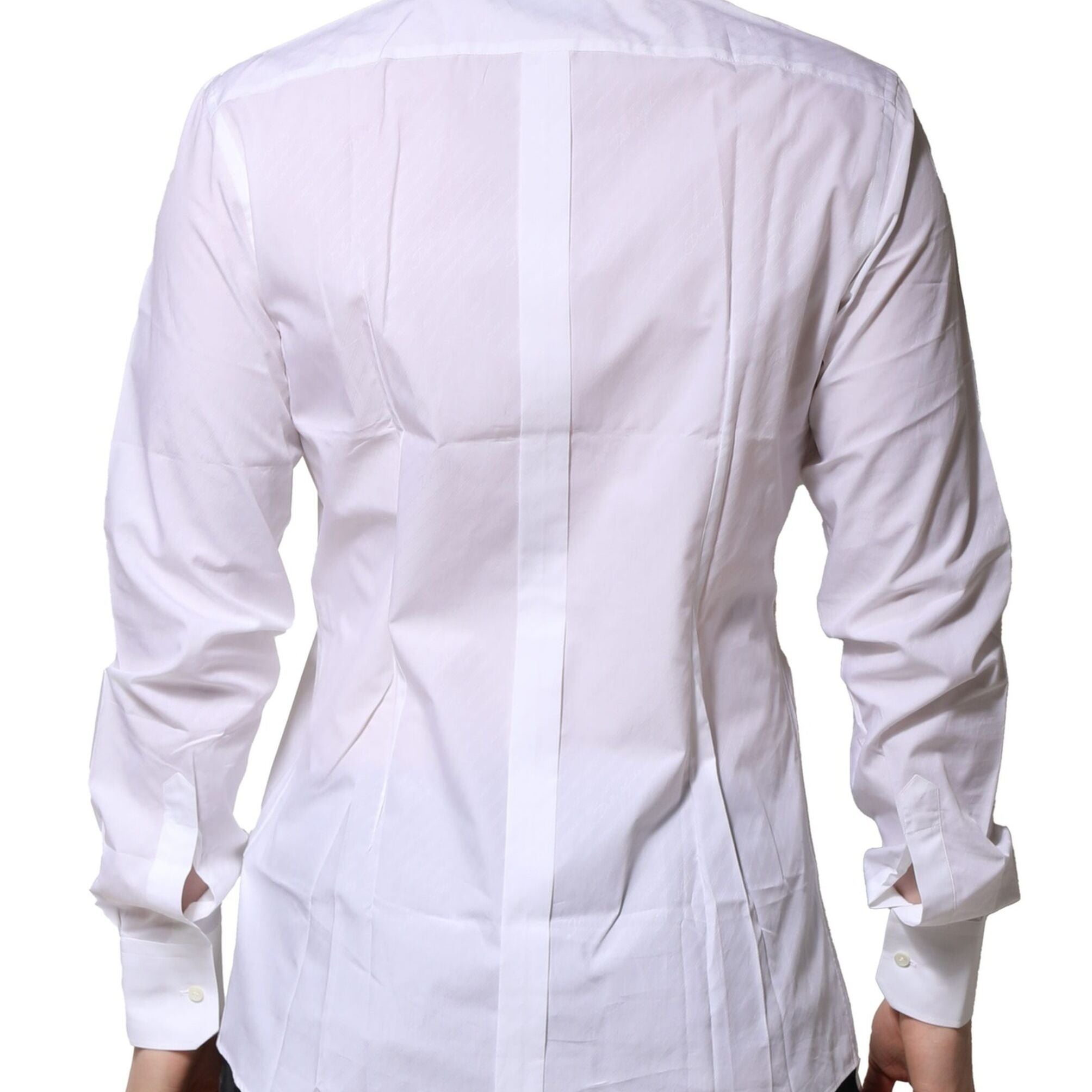Dolce & Gabbana White GOLD Cotton Long Sleeves Men Formal Shirt