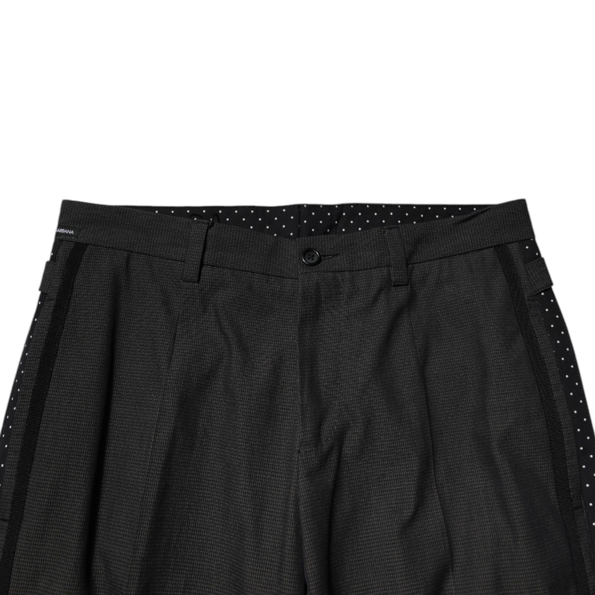 Dolce & Gabbana Gray Cotton Patterned Formal Pants