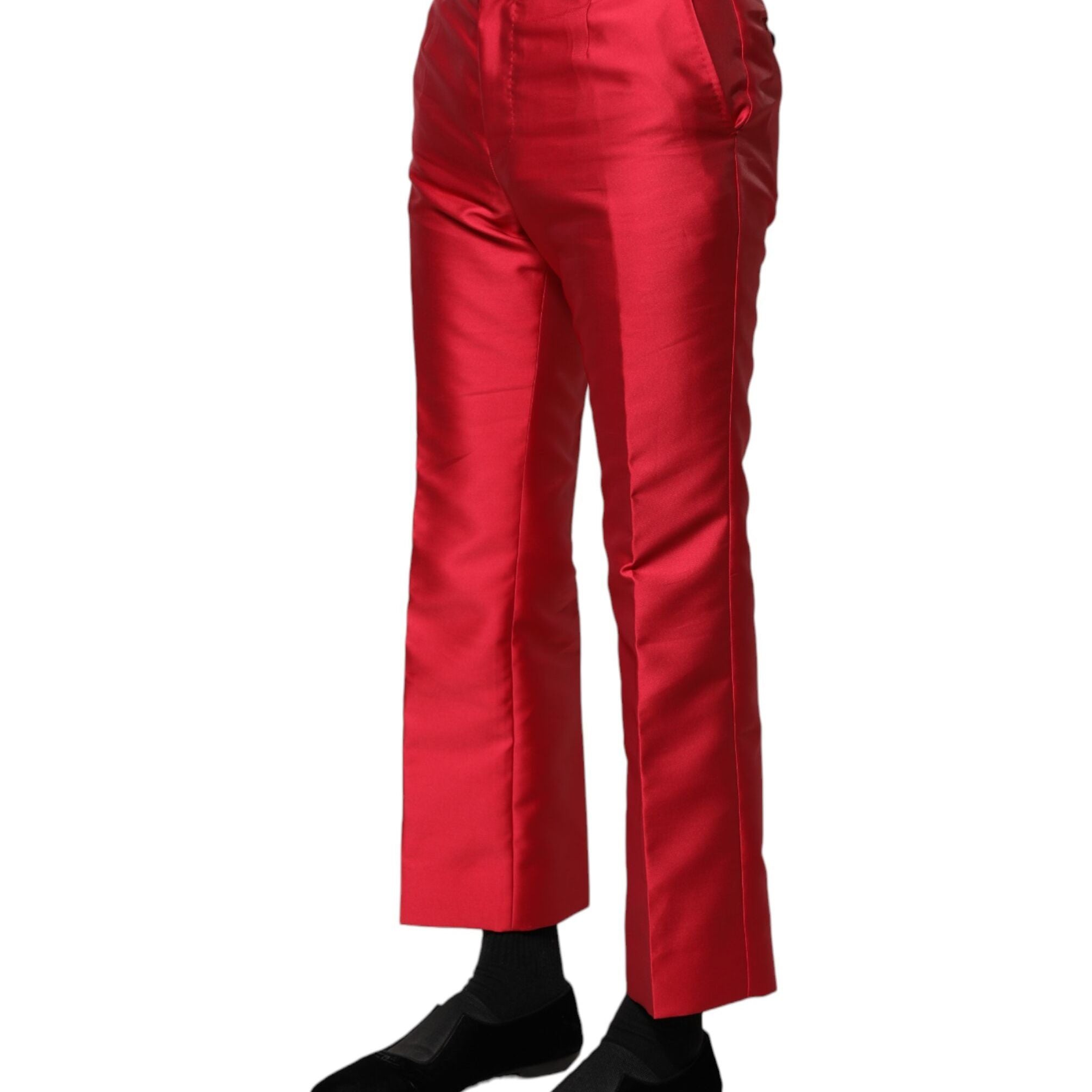 Dolce & Gabbana Red Polyester Cropped Dress Pants