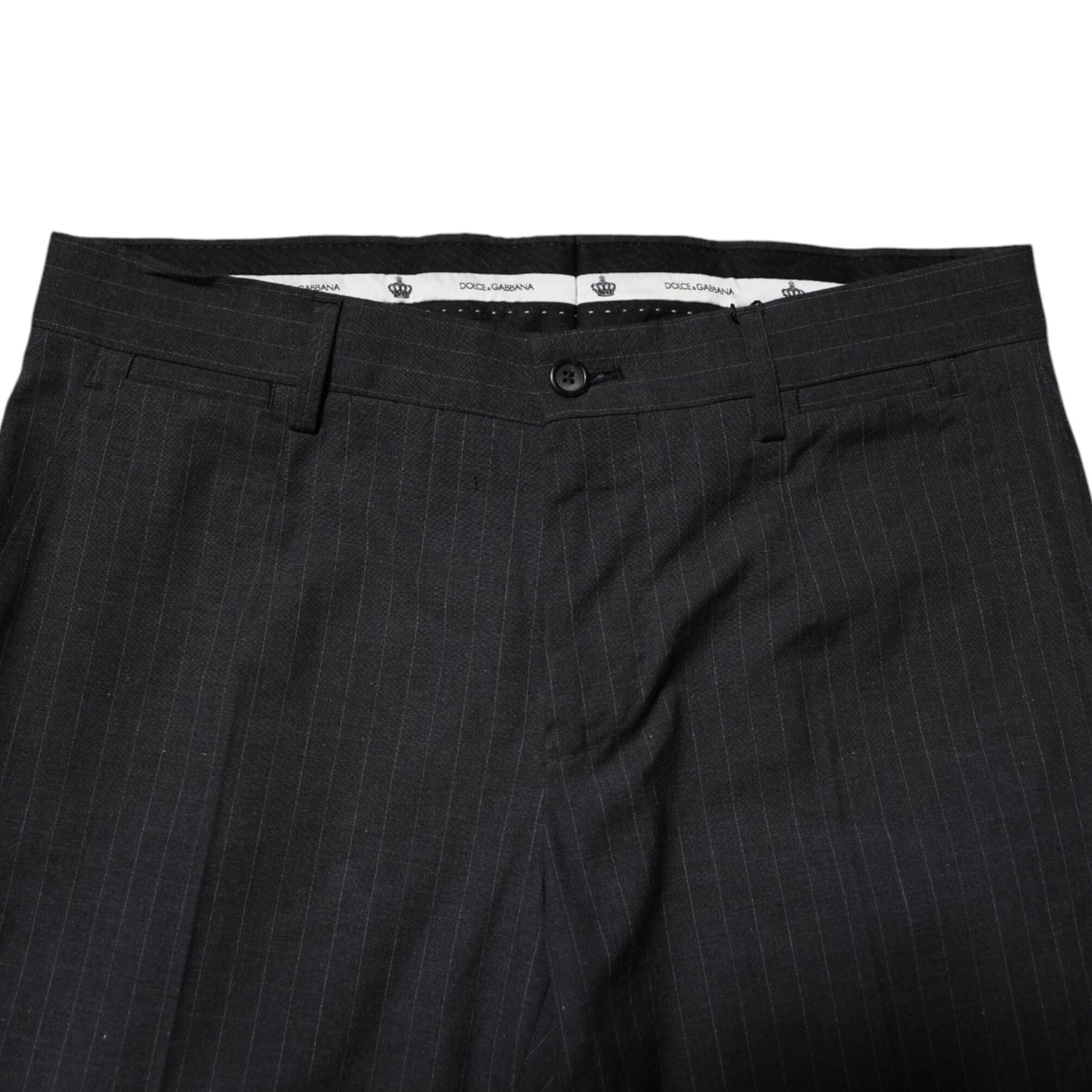 Dolce & Gabbana Gray Striped Cotton Formal Pants