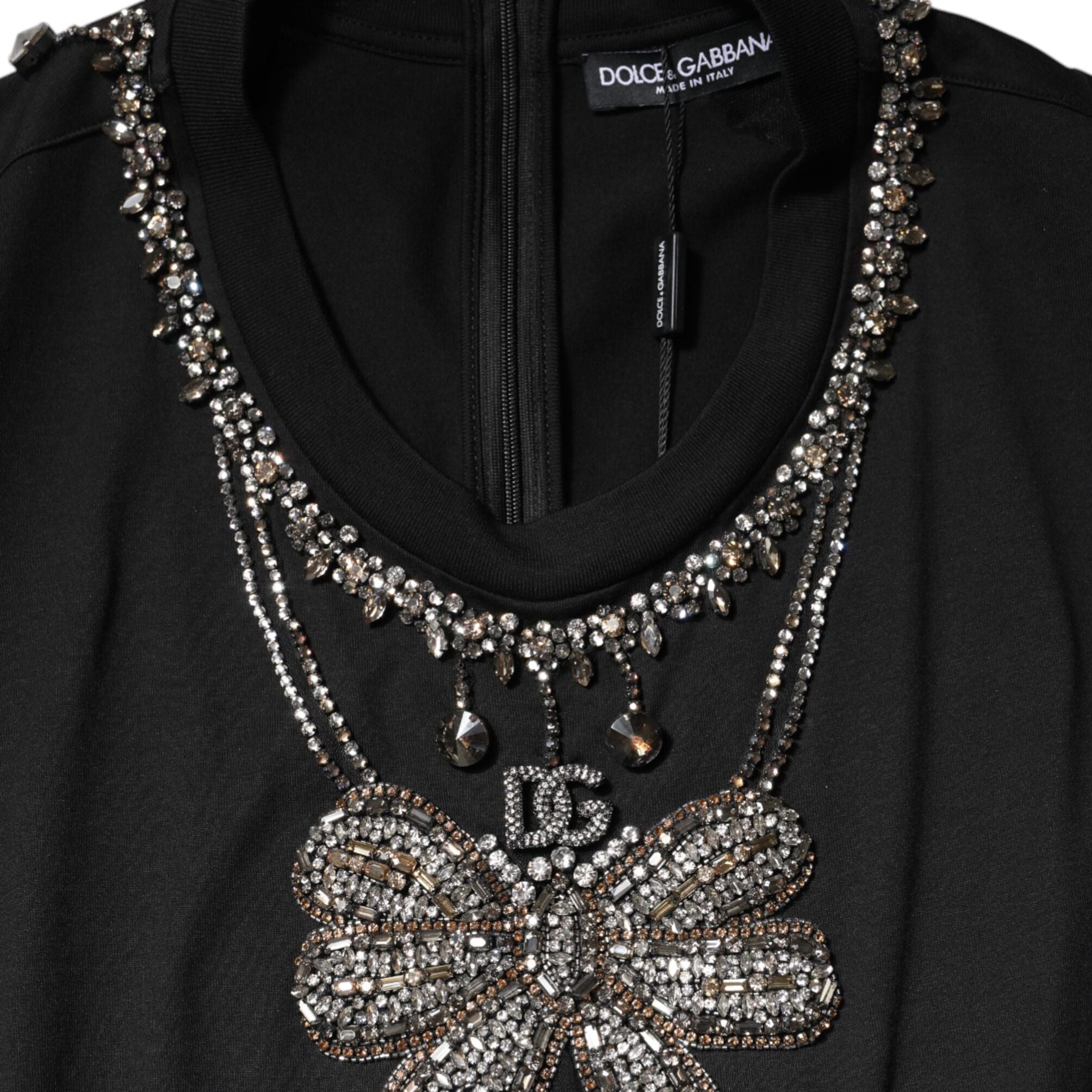 Dolce & Gabbana Black Cotton Rhinestone Embellished Tank Top
