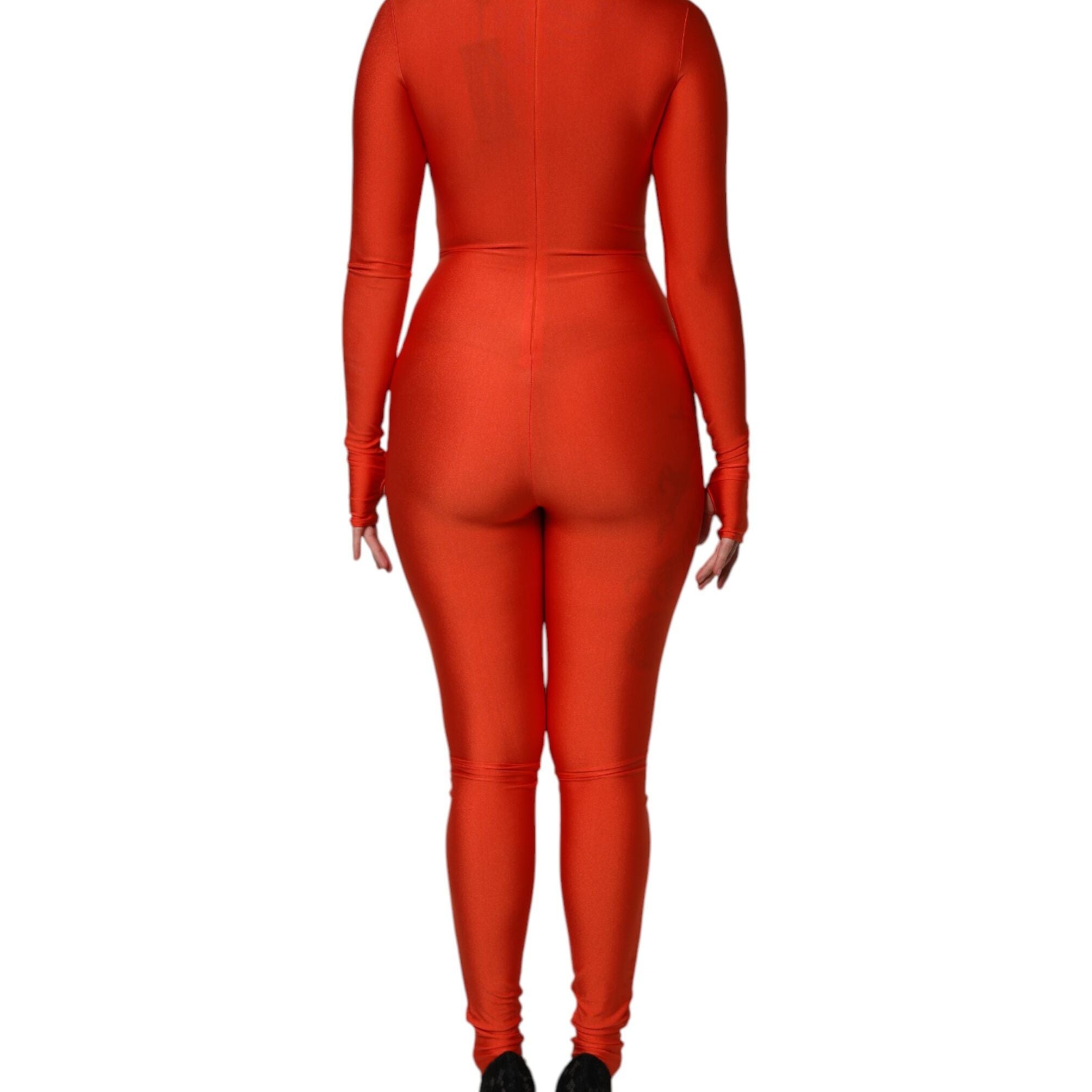 Dolce & Gabbana Red Nylon Turtleneck Bodycon Jumpsuit Dress