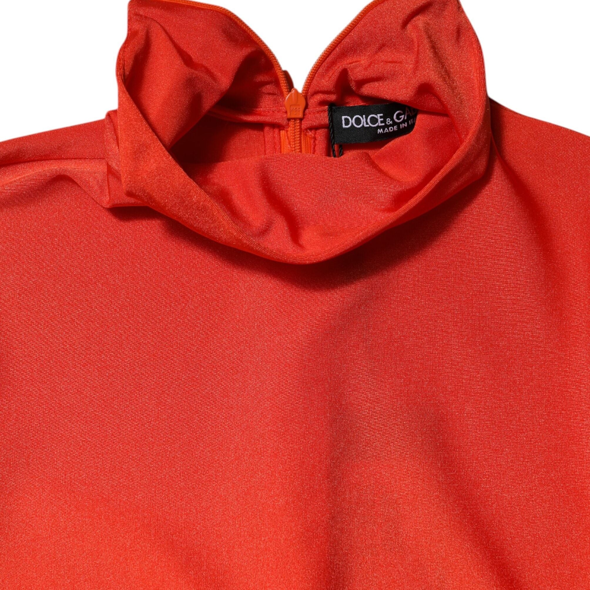 Dolce & Gabbana Red Nylon Turtleneck Bodycon Jumpsuit Dress