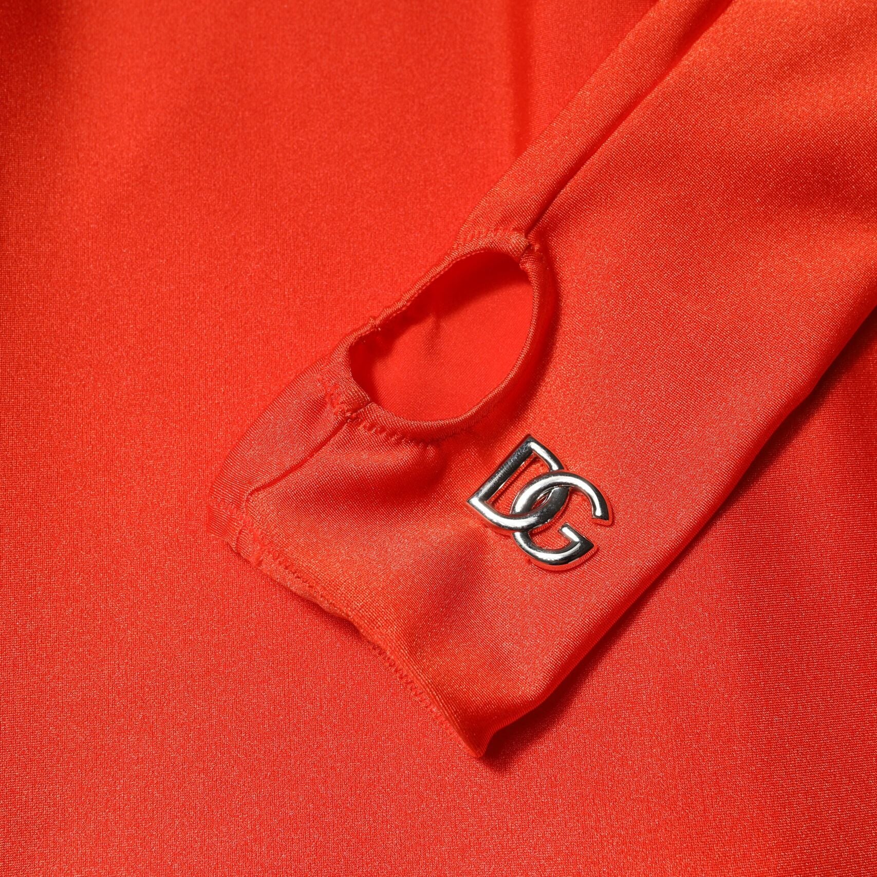 Dolce & Gabbana Red Nylon Turtleneck Bodycon Jumpsuit Dress