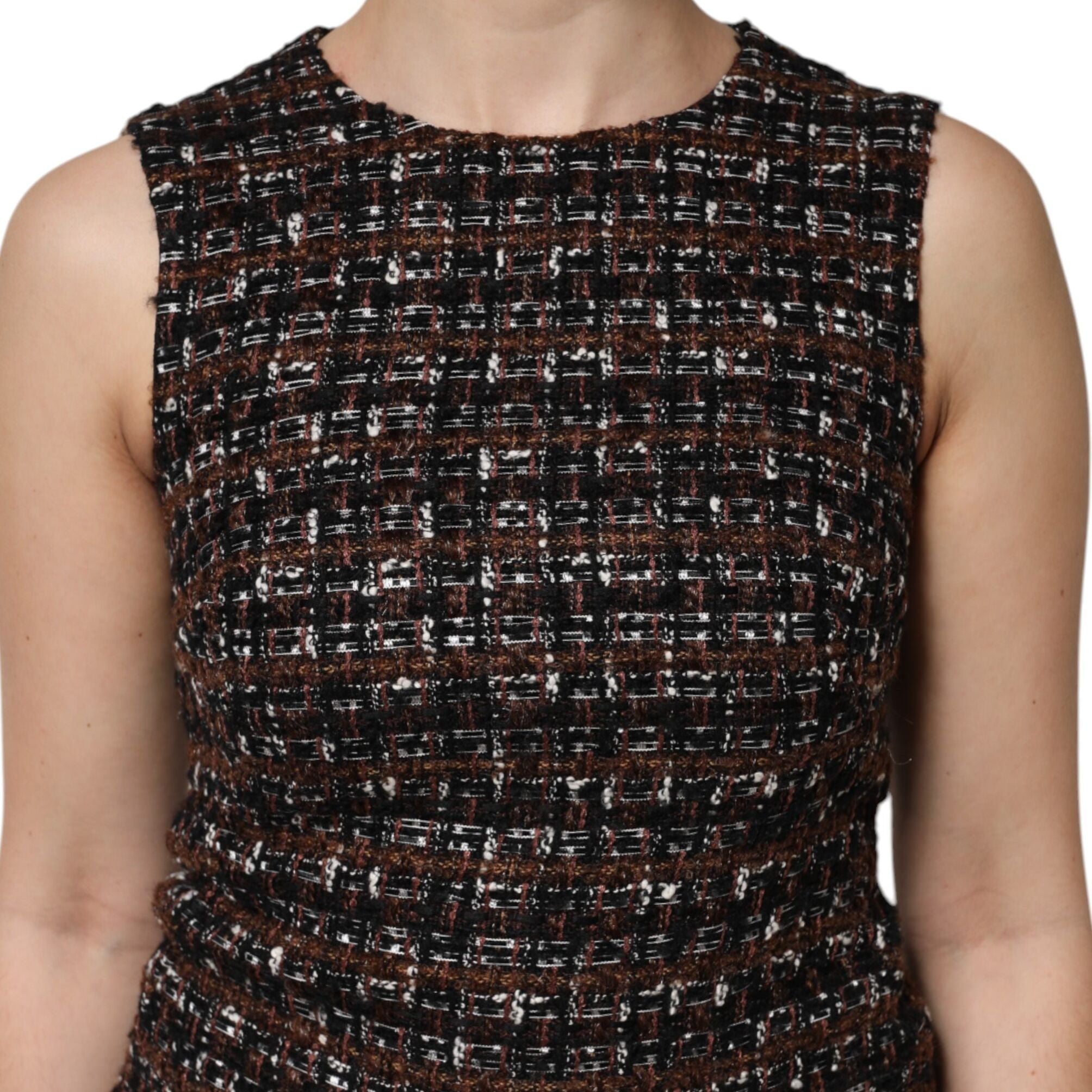 Dolce & Gabbana Multicolor Sleeveless Mini Tweed A-line Dress
