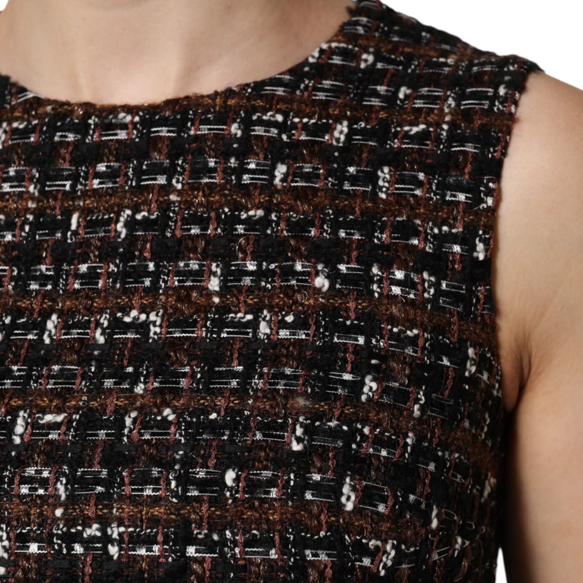 Dolce & Gabbana Multicolor Sleeveless Mini Tweed A-line Dress