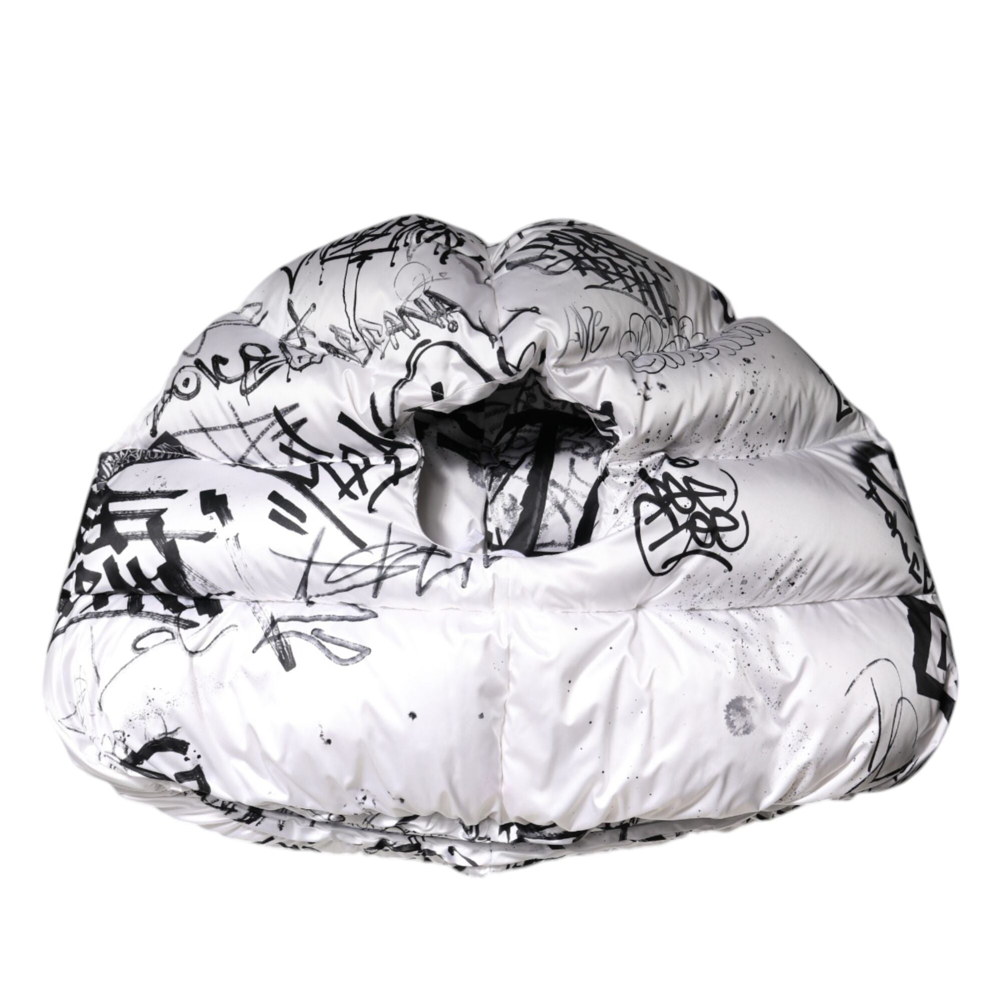 Dolce & Gabbana White Polyester Printed Hood Quilted Hat