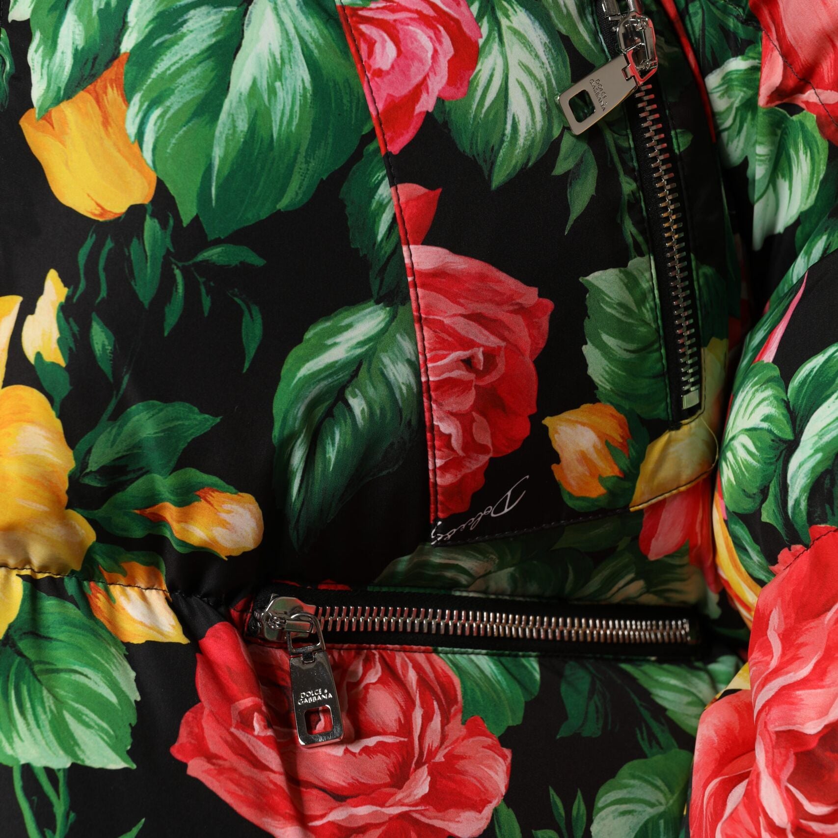 Dolce & Gabbana Multicolor Floral Puffer Hooded Jacket
