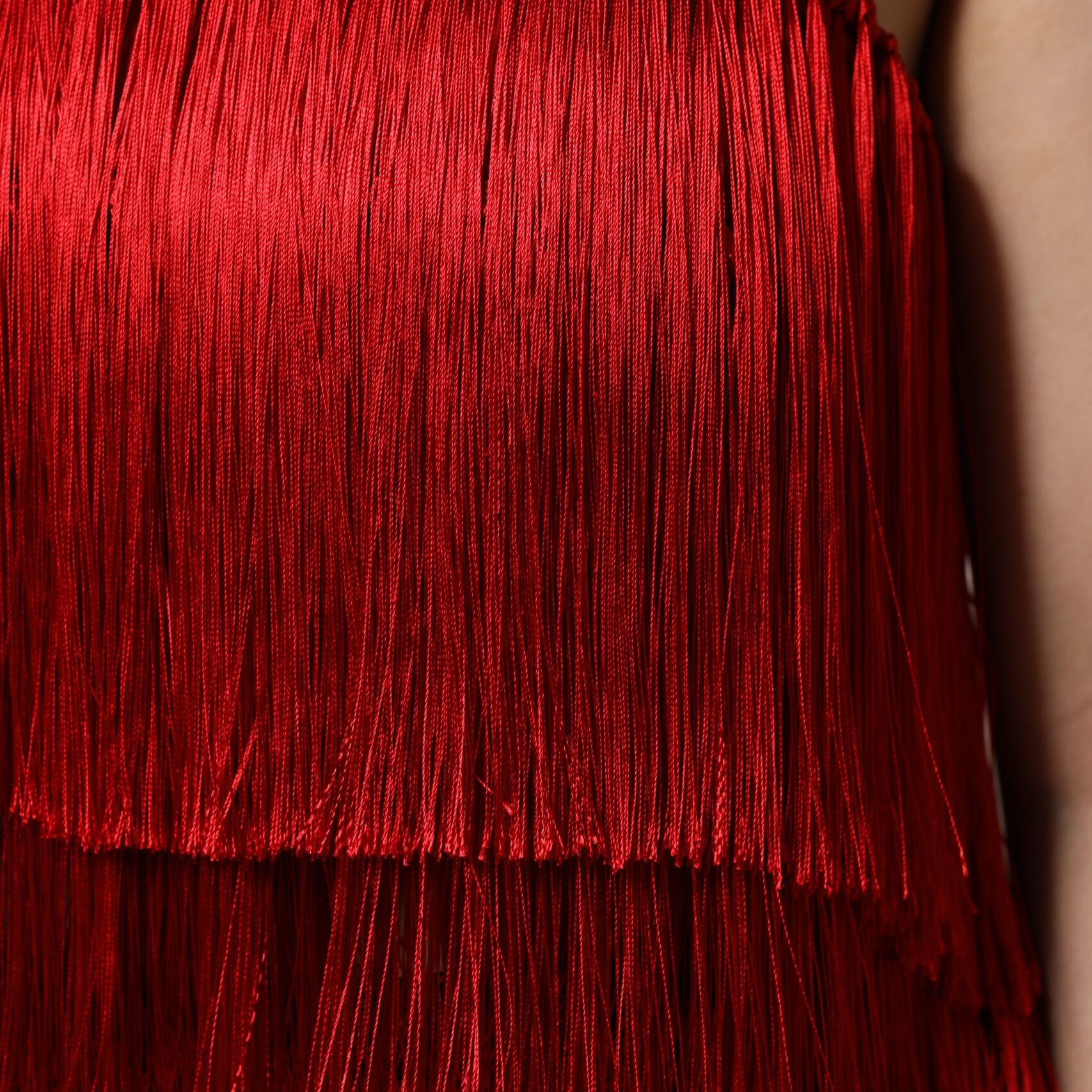 Dolce & Gabbana Red Silk Strapless Fringe Crop Tube Top
