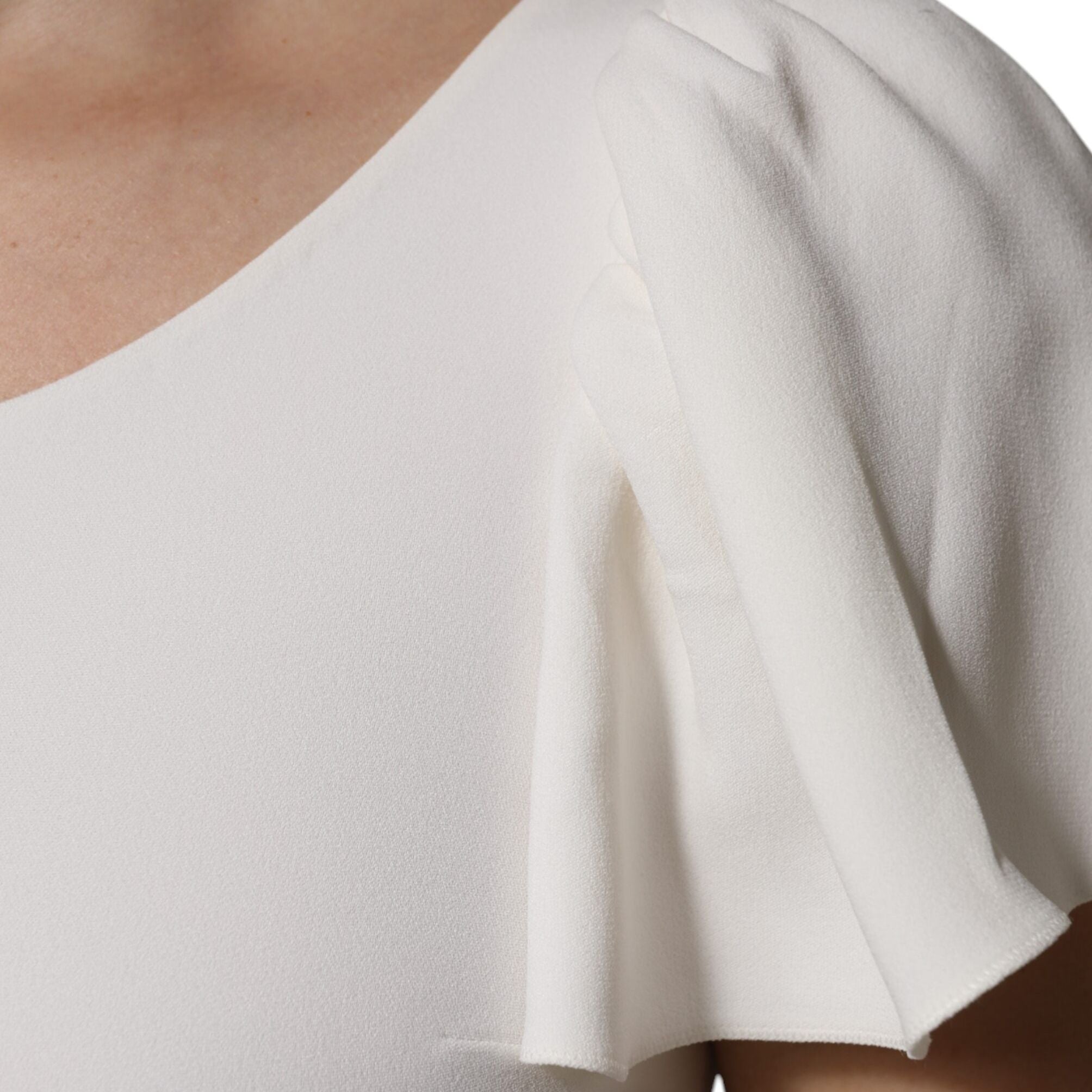 Dolce & Gabbana White Viscose Round Neck Short Sleeves Top