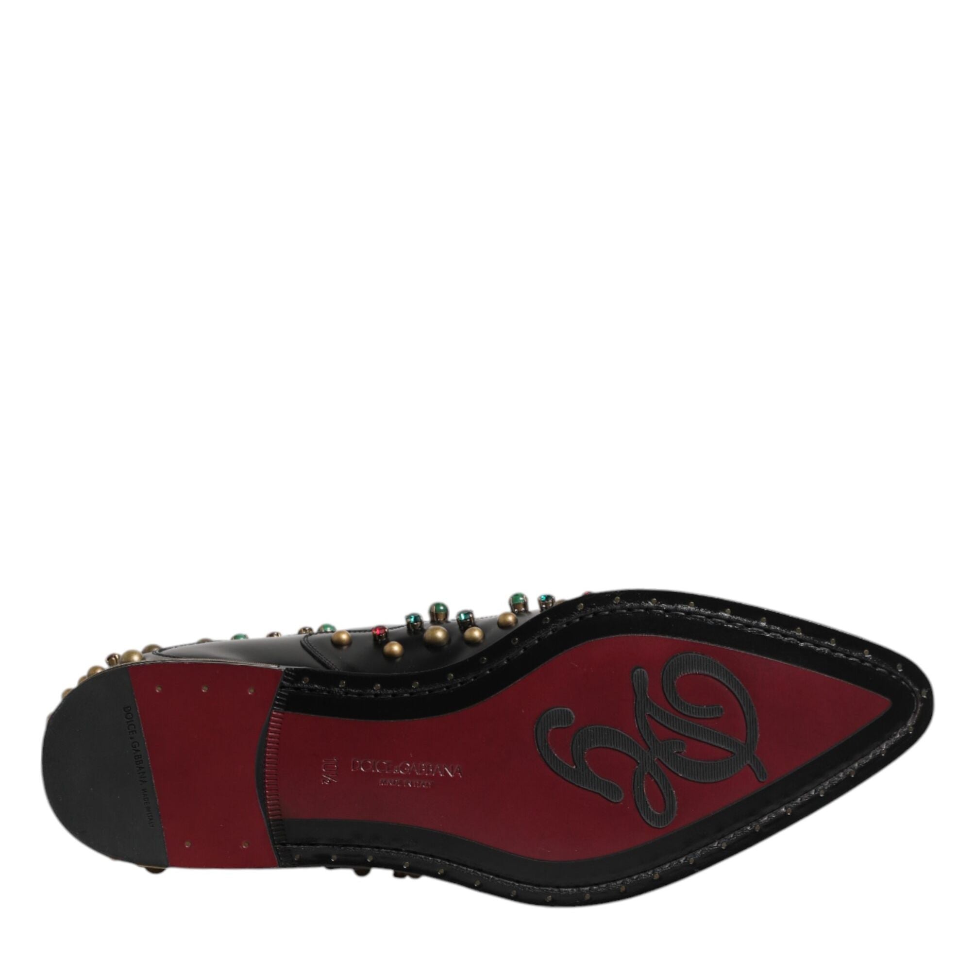 Dolce & Gabbana Black Leather Derby Dress Studded Shoes