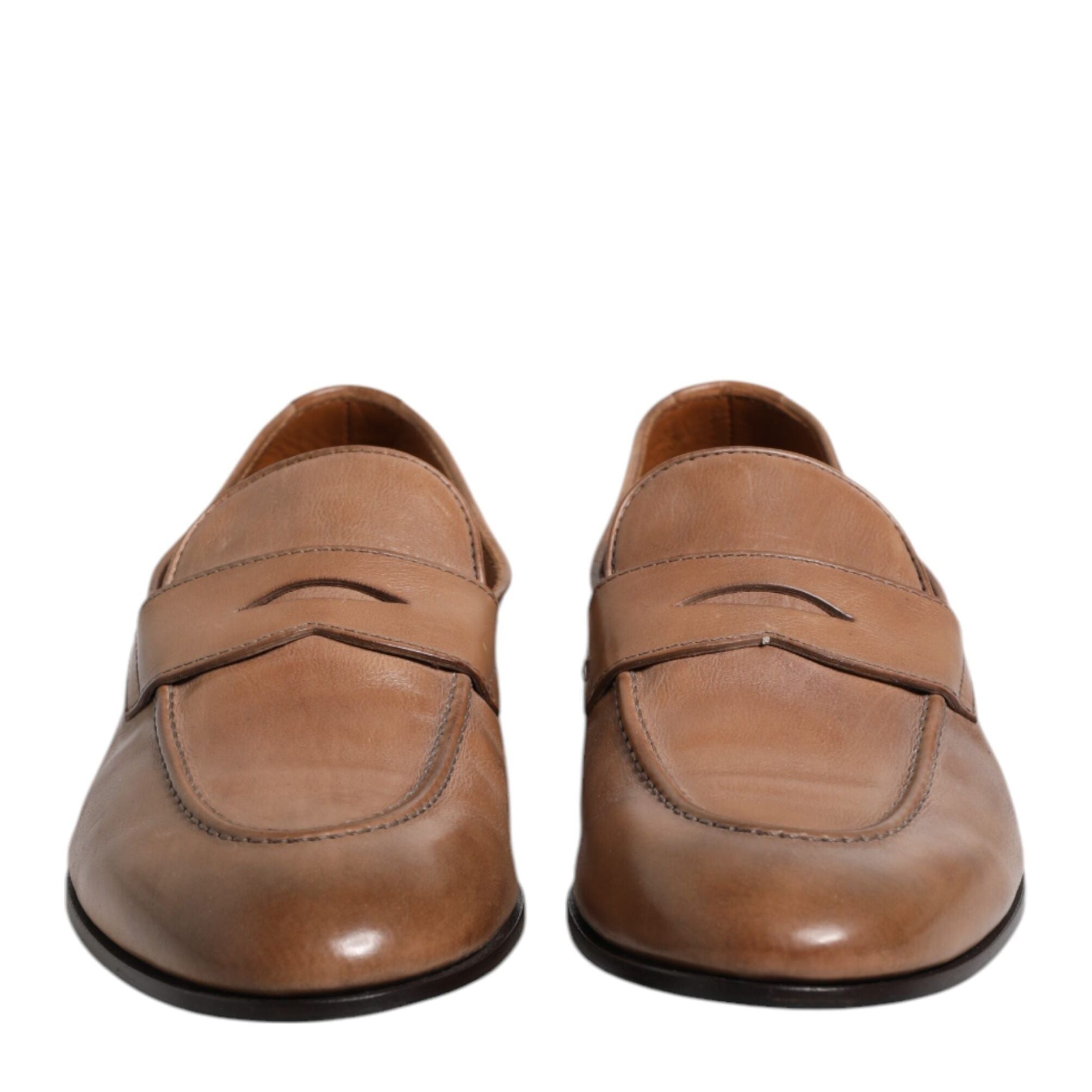 Brunello Cucinelli Brown Leather Loafer Dress Formal Shoes