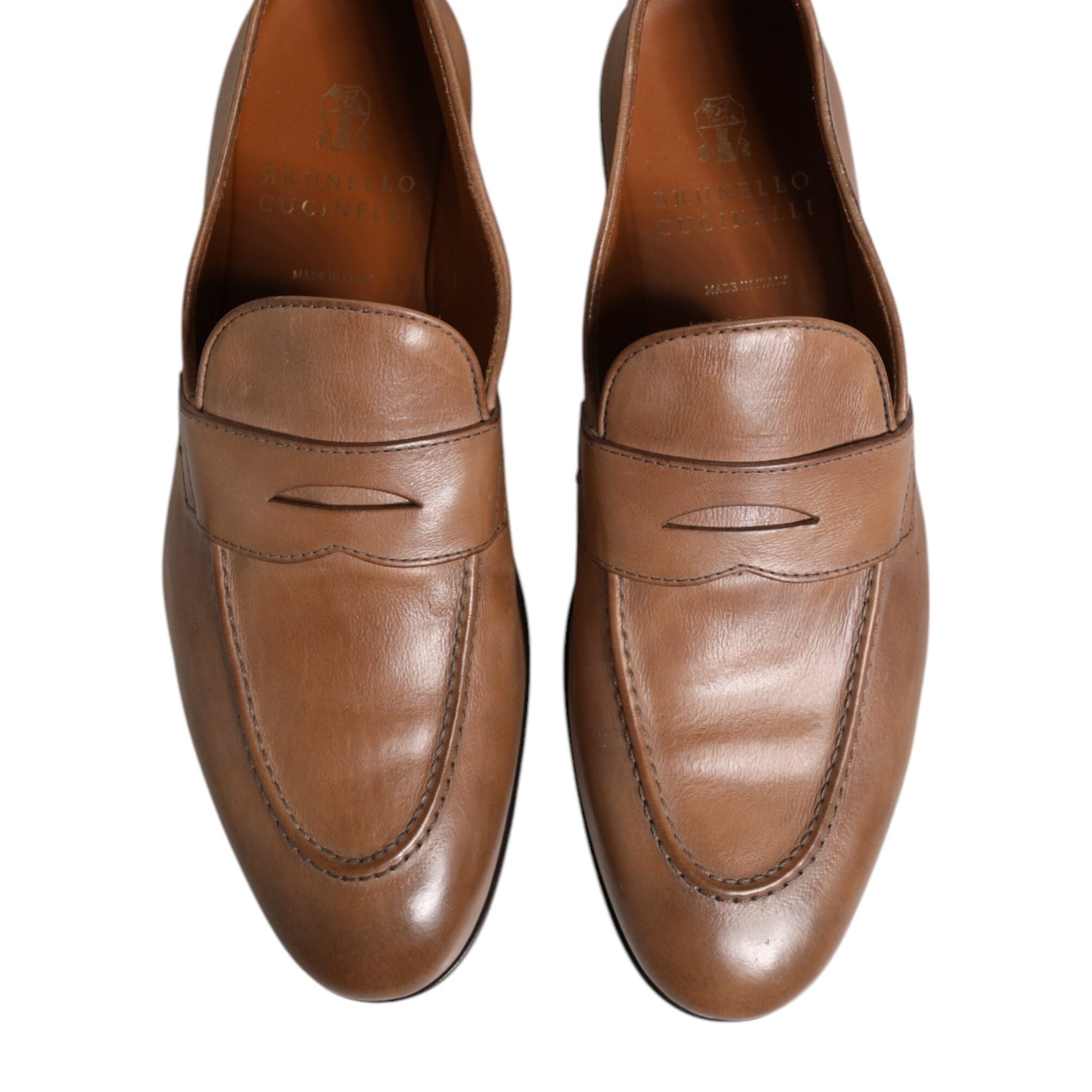 Brunello Cucinelli Brown Leather Loafer Dress Formal Shoes