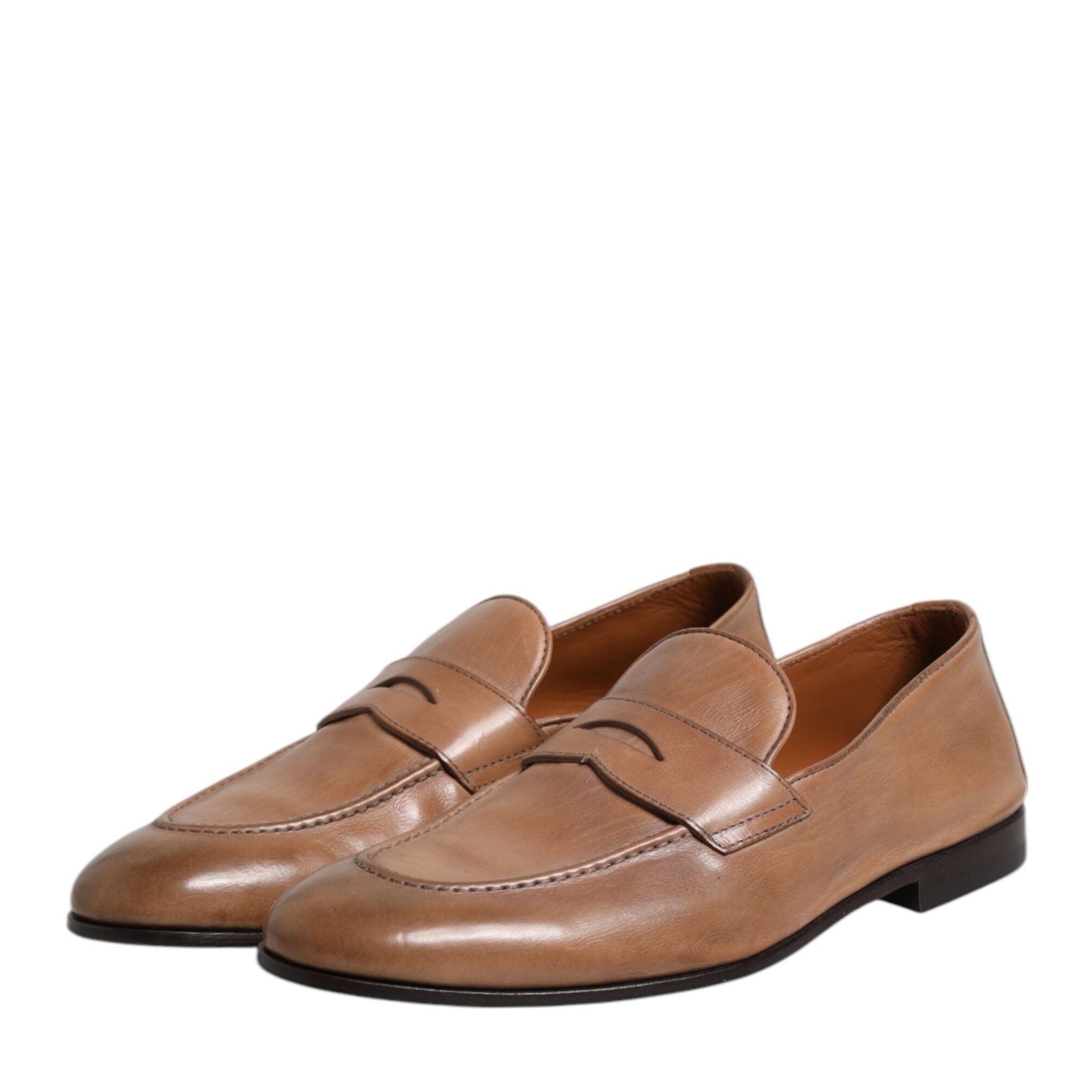 Brunello Cucinelli Brown Leather Loafer Dress Formal Shoes