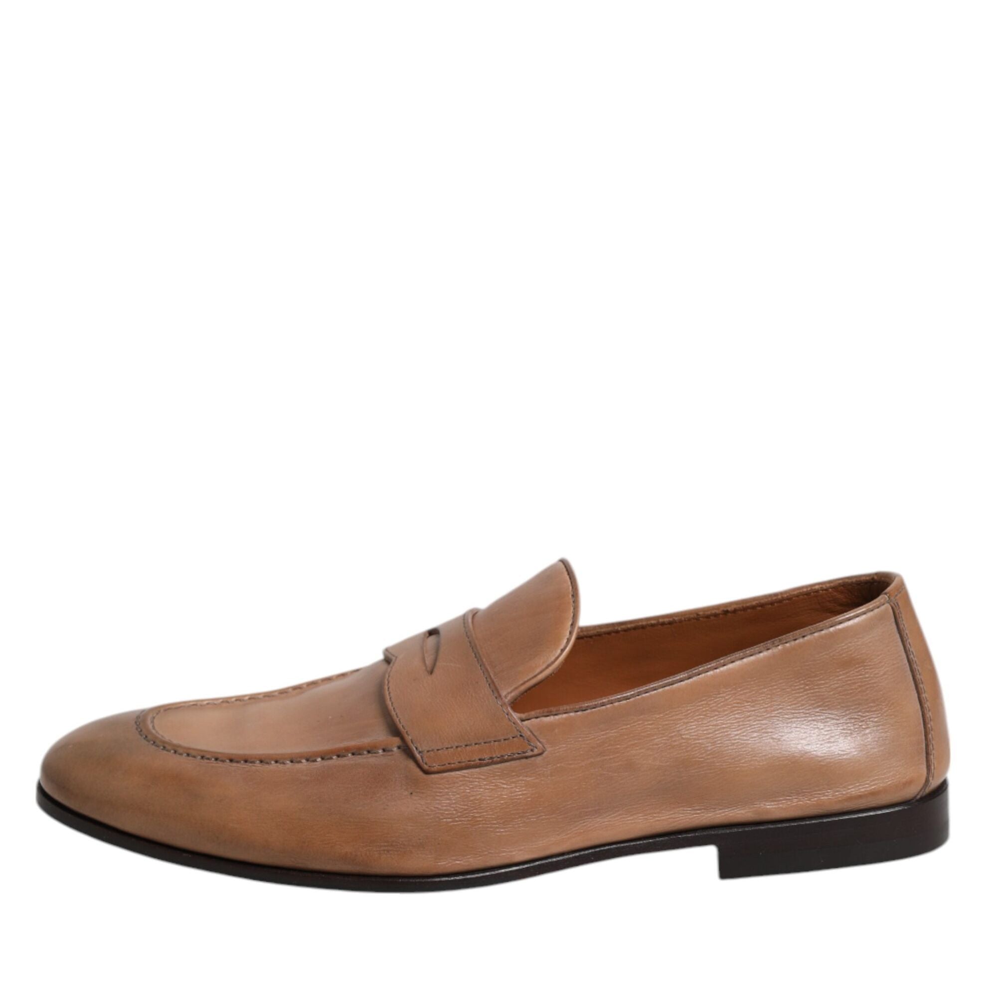 Brunello Cucinelli Brown Leather Loafer Dress Formal Shoes