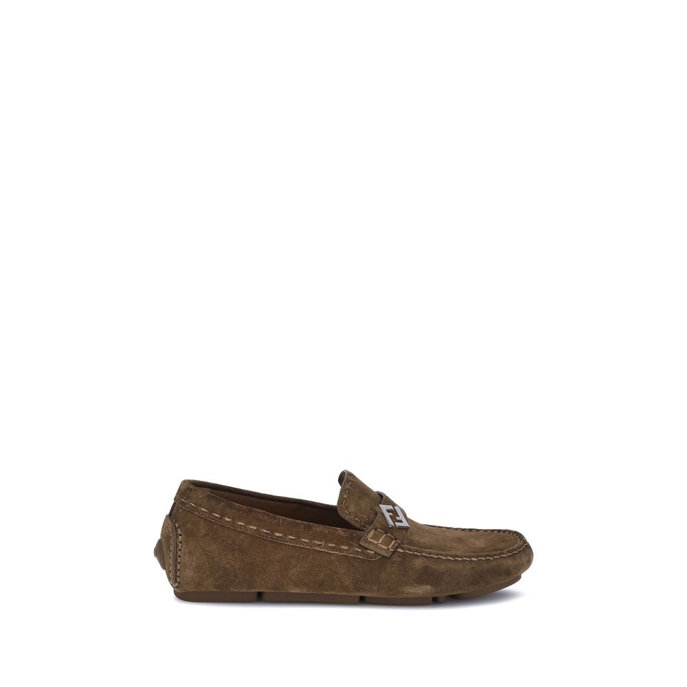 Fendi Brown Calf Leather Bos Taurus Slip-On Loafers