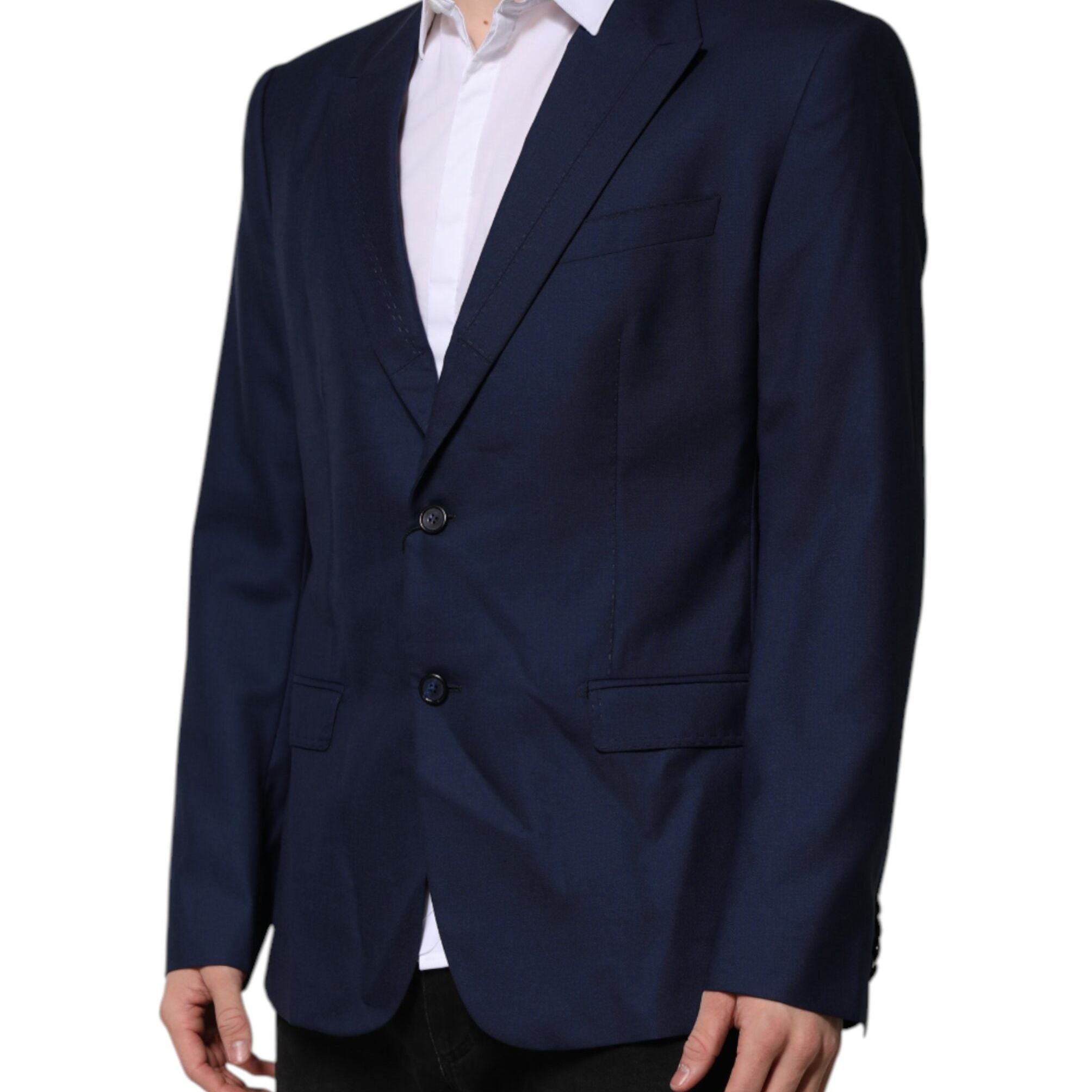 Dolce & Gabbana Blue Wool Single Breasted Suit Coat Blazer