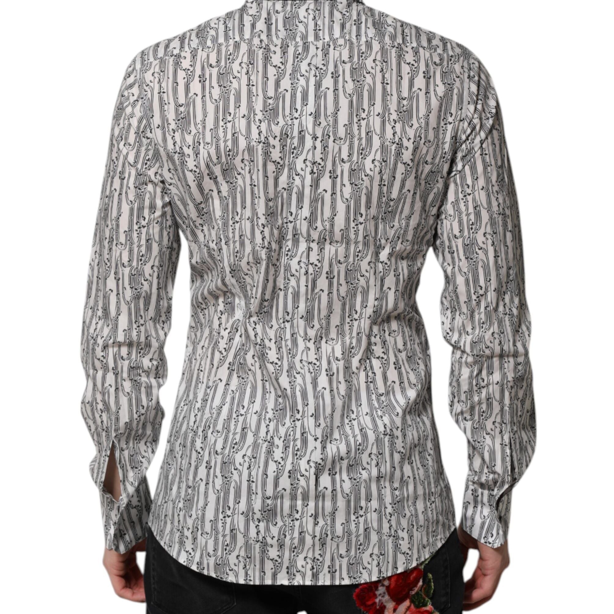 Dolce & Gabbana White Floral Print Casual Long Sleeves Shirt