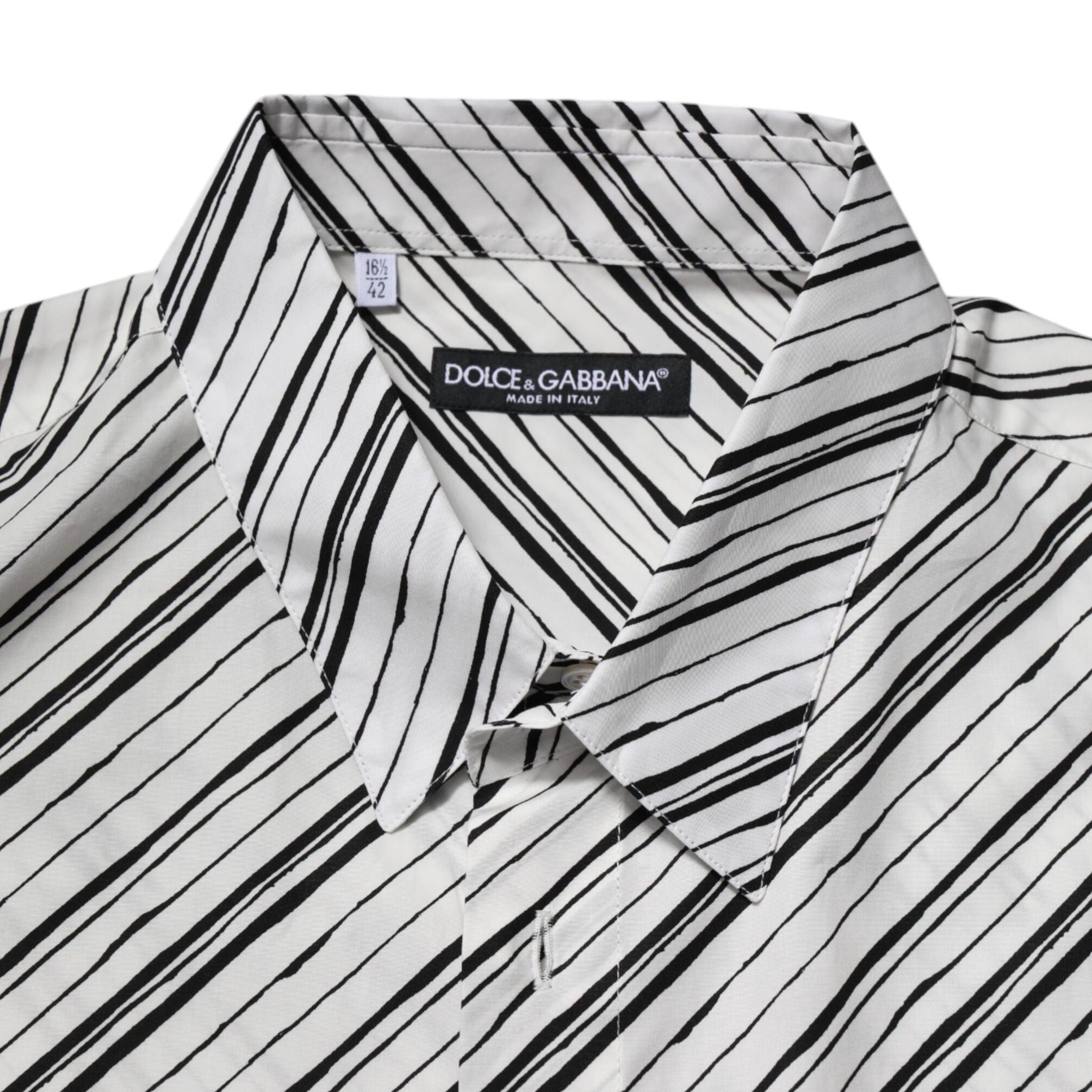 Dolce & Gabbana White Striped Long Sleeves Men Formal Shirt