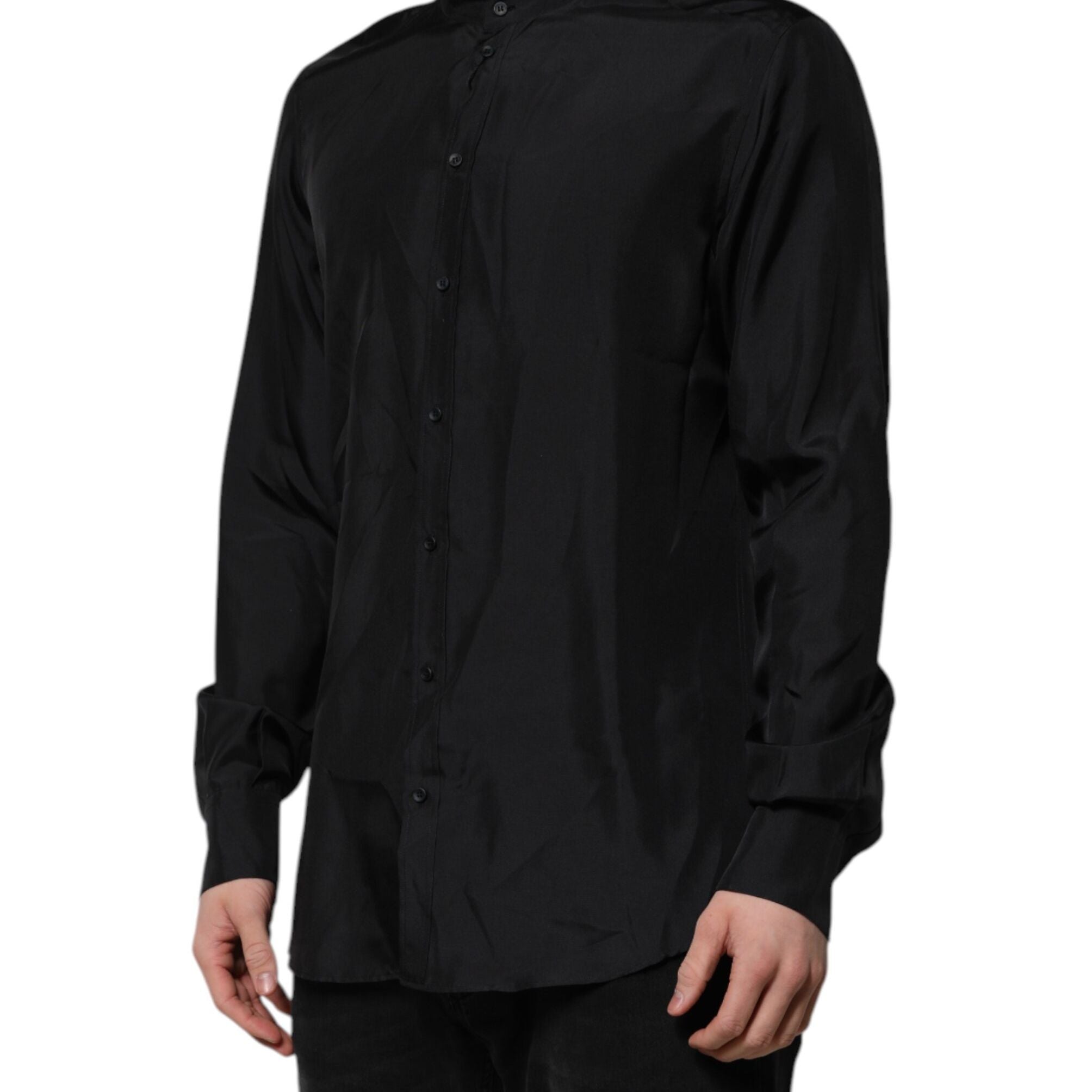 Dolce & Gabbana Dark Blue Silk MARTINI Men Formal Dress Shirt