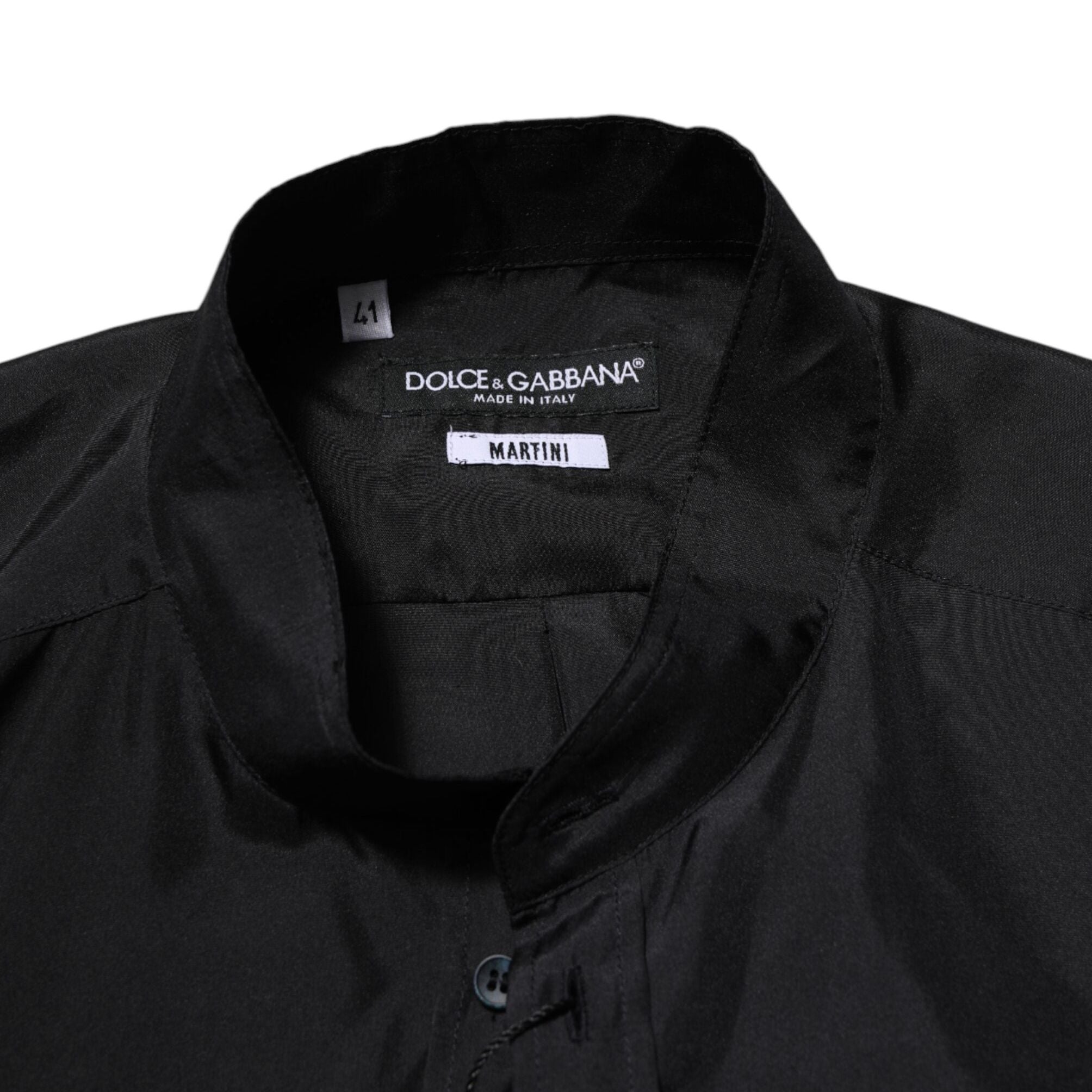 Dolce & Gabbana Dark Blue Silk MARTINI Men Formal Dress Shirt