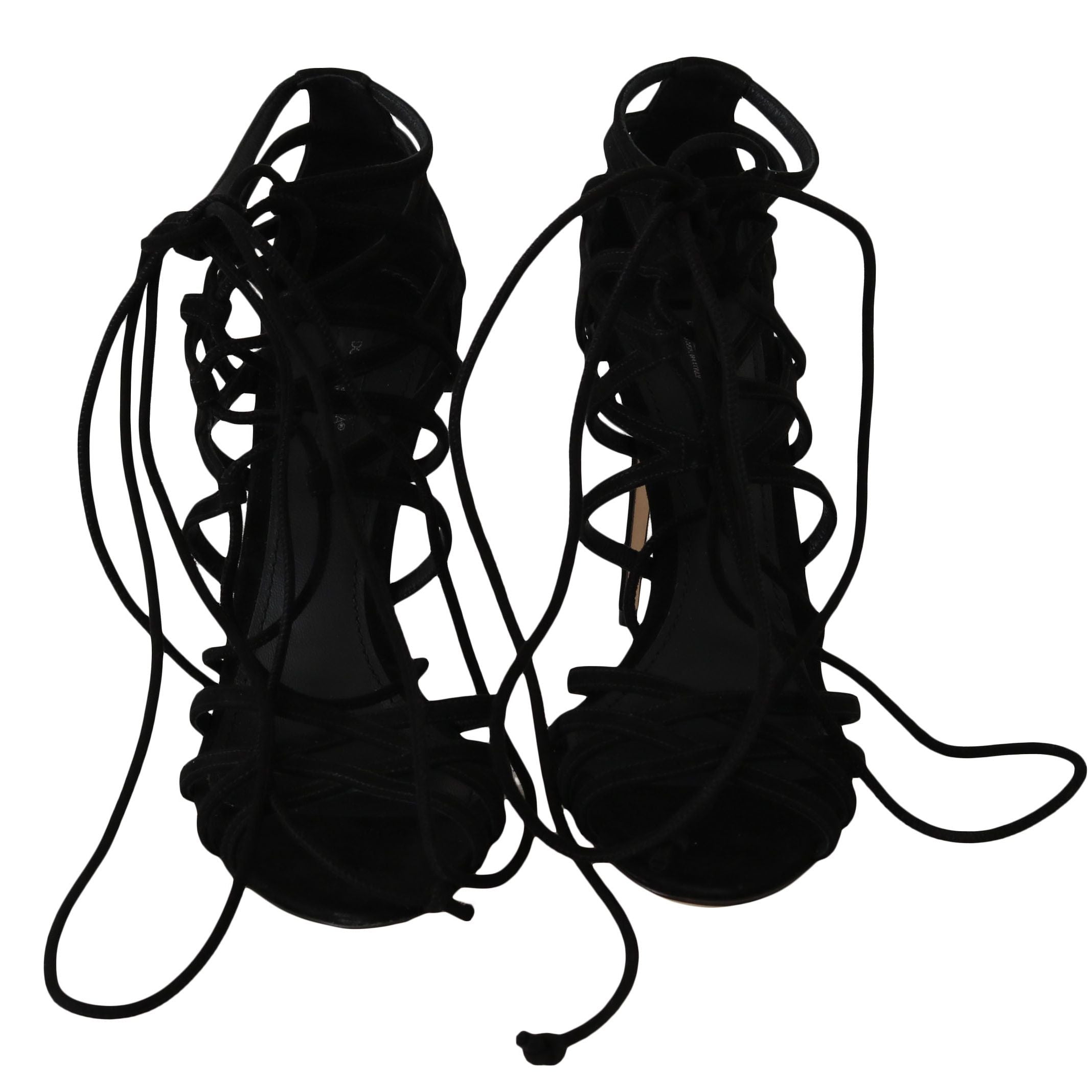 Dolce & Gabbana Black Suede Strap Stilettos Sandals