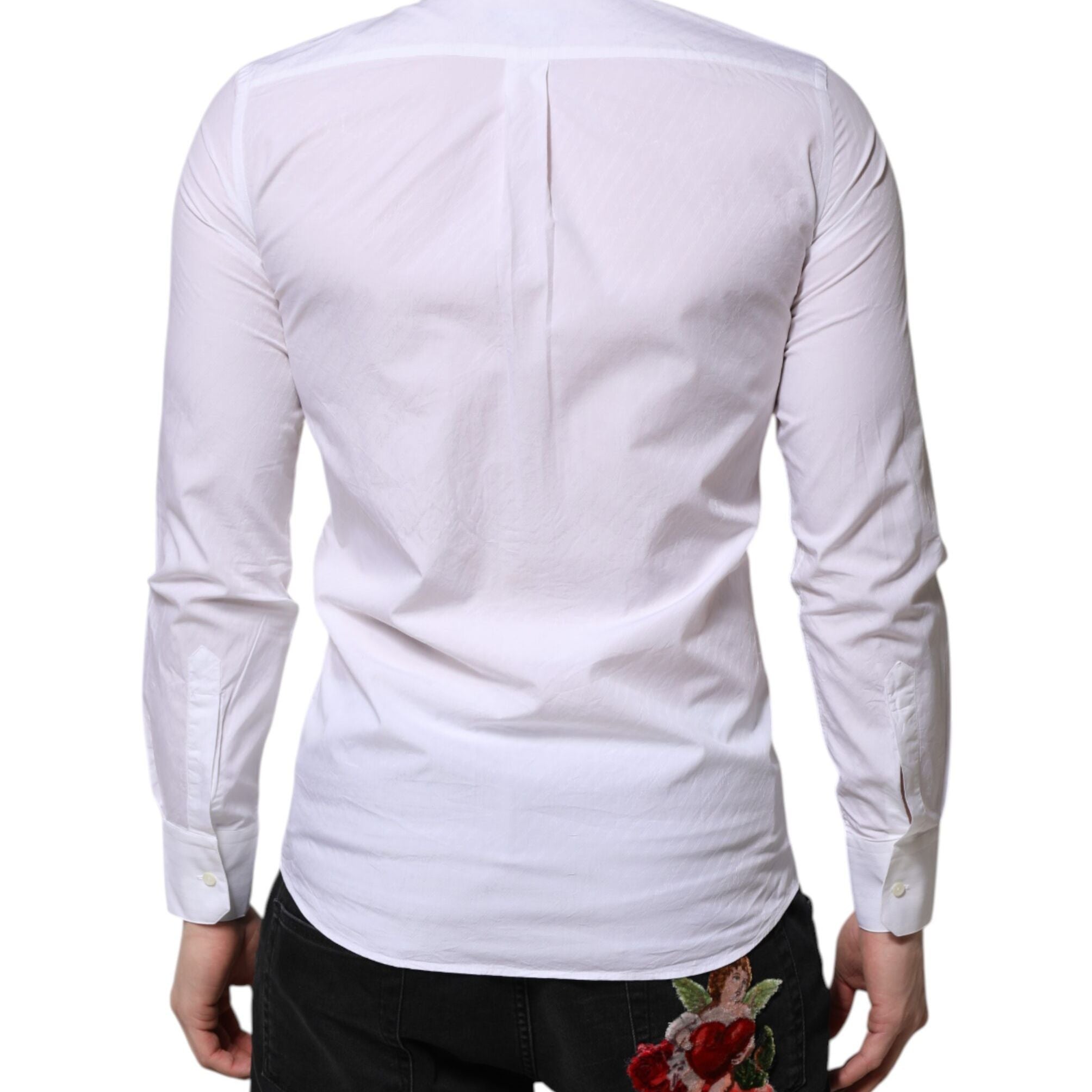 Dolce & Gabbana White Cotton MARTINI Long Sleeve Dress Shirt
