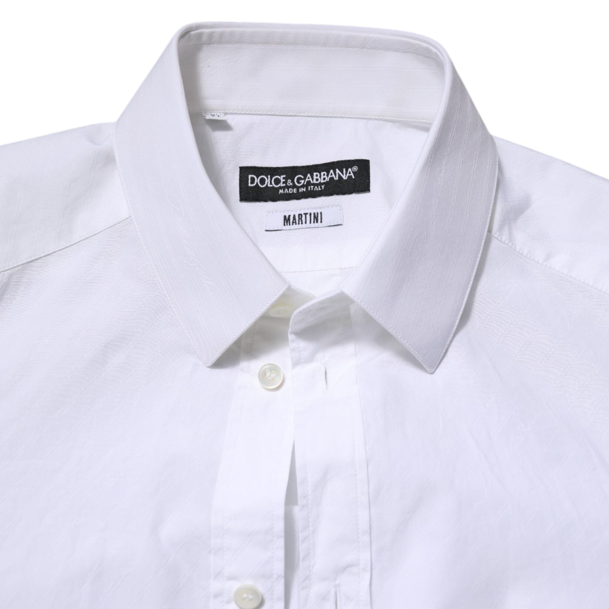 Dolce & Gabbana White Cotton MARTINI Long Sleeve Dress Shirt