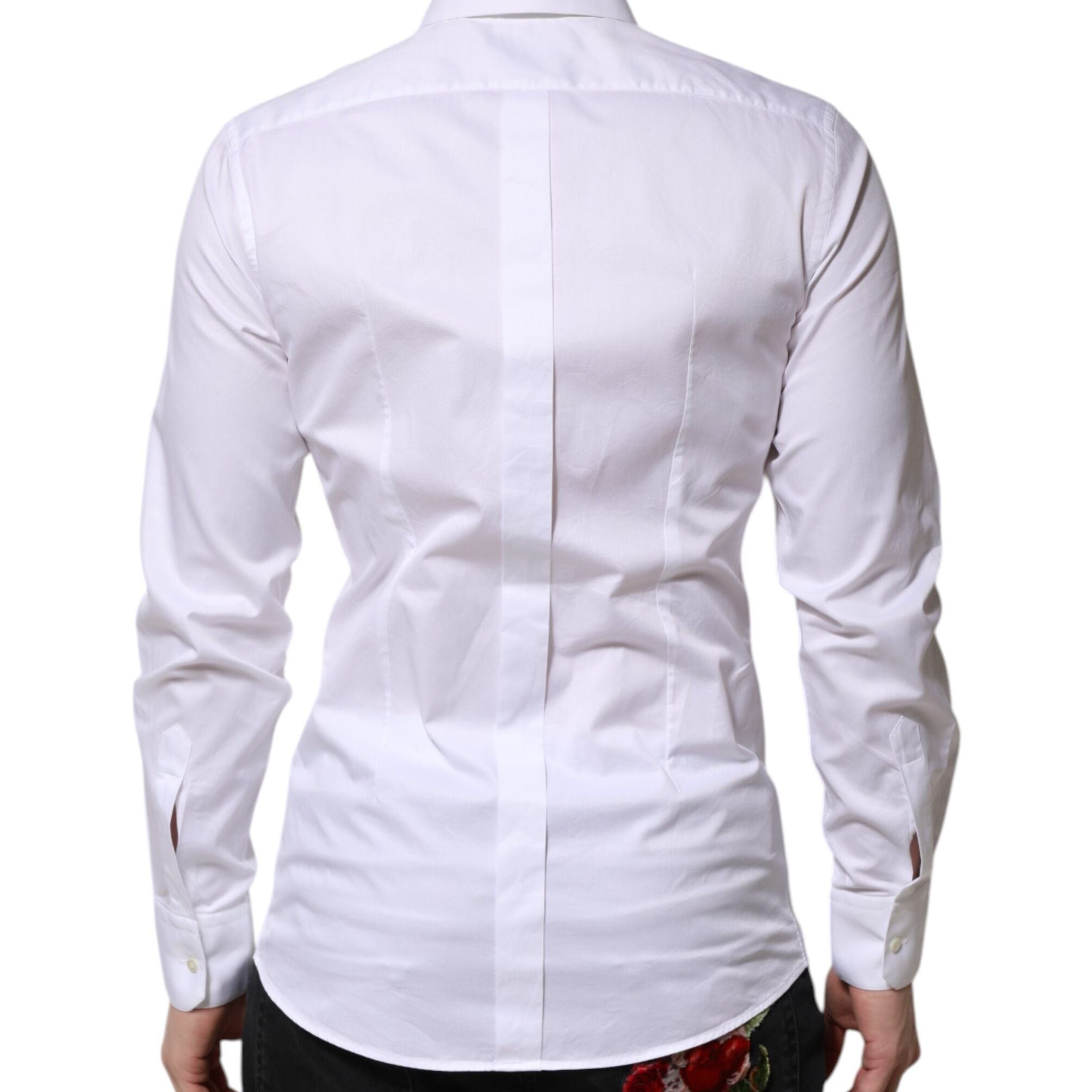 Dolce & Gabbana White Cotton GOLD Long Sleeve Men Dress Shirt