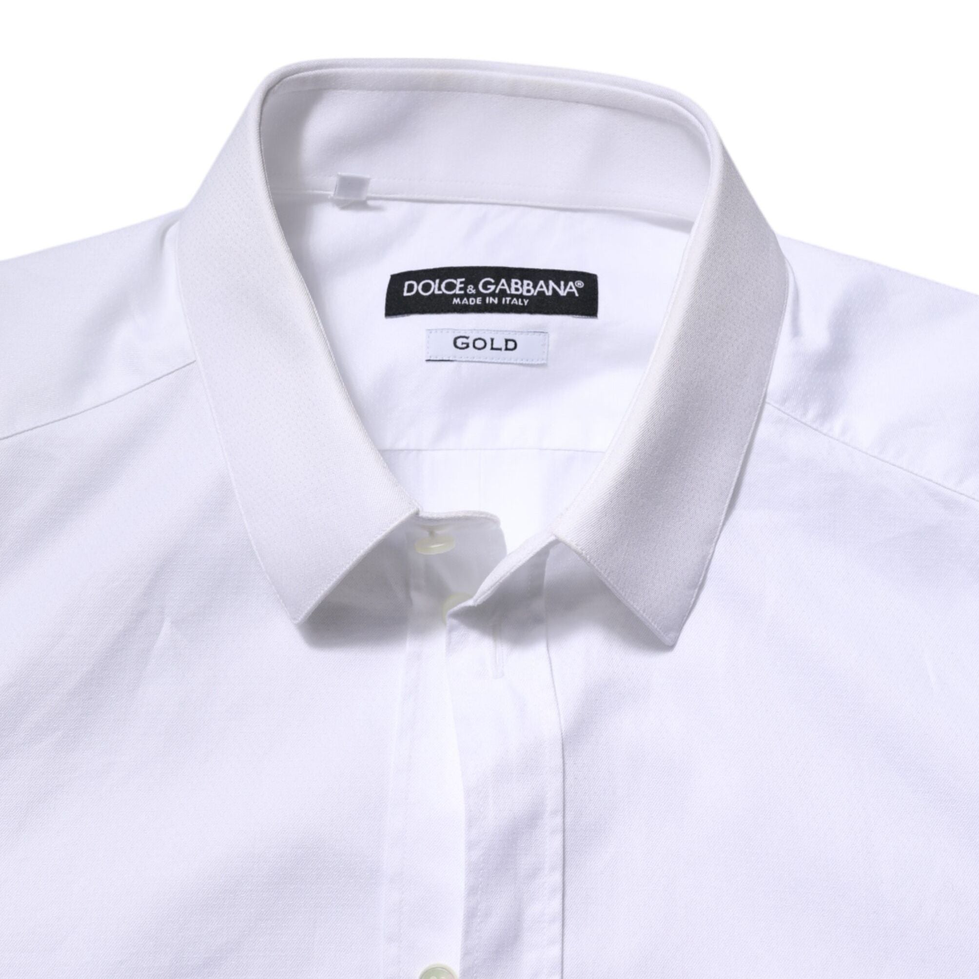 Dolce & Gabbana White Cotton GOLD Long Sleeve Men Dress Shirt