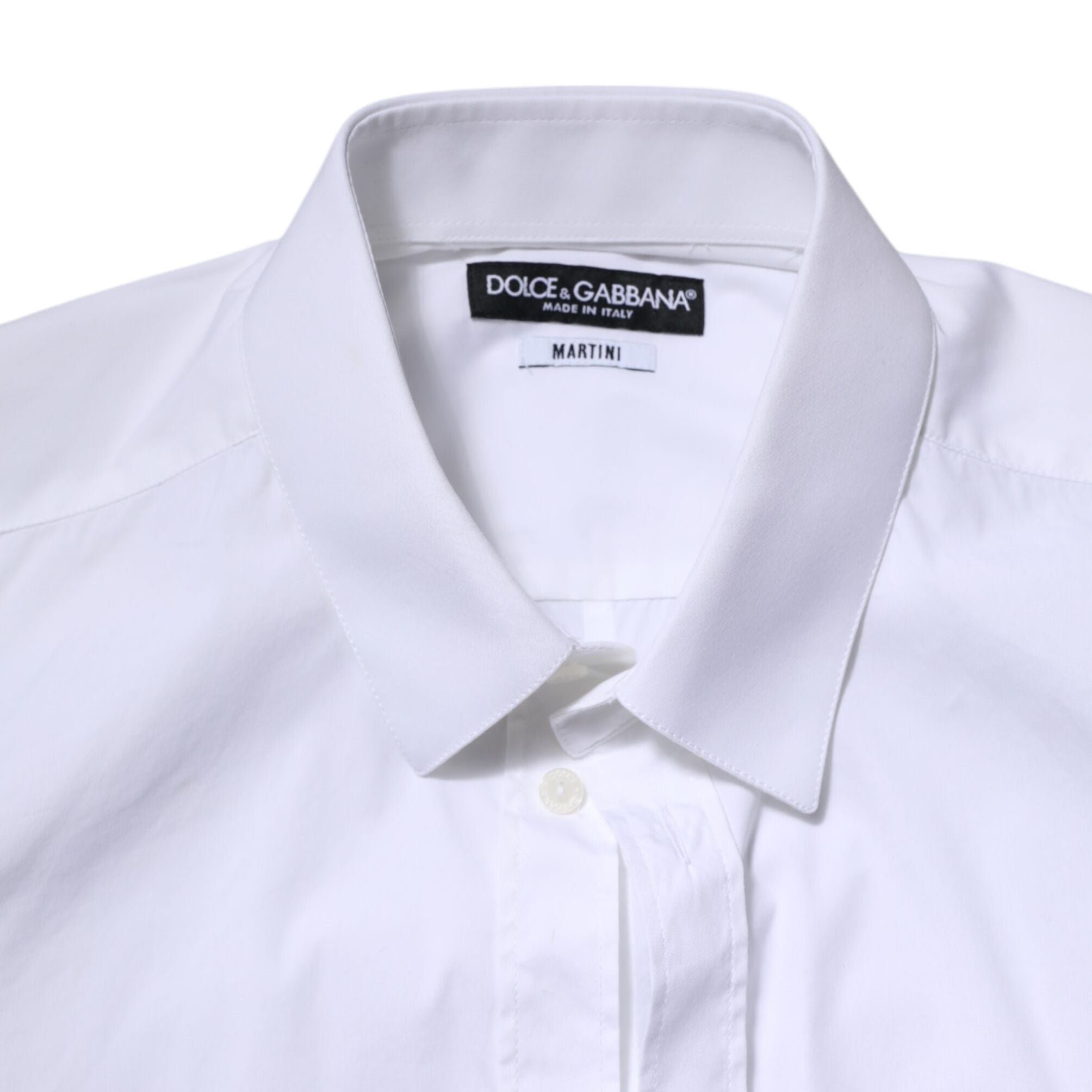 Dolce & Gabbana White Cotton MARTINI Long Sleeve Dress Shirt