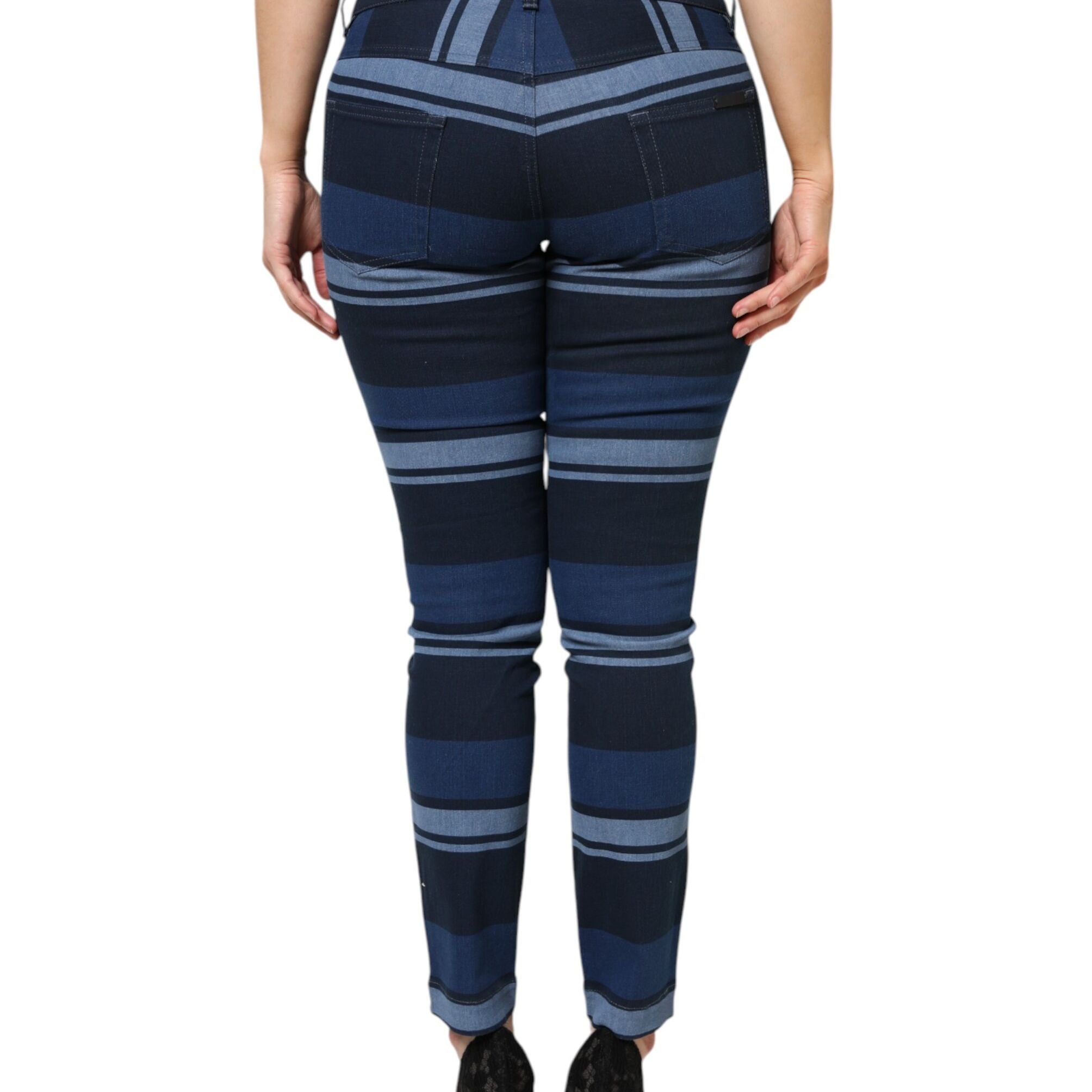 Dolce & Gabbana Blue Striped Cotton Stretch Denim Jeans